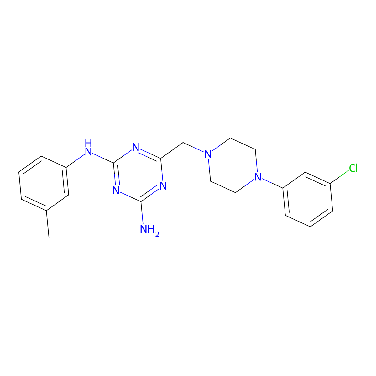 6-{[4-(3-chlorophenyl)piperazin-1-yl]methyl}-N-(3-methylphenyl)-1,3,5-triazine-2,4-diamine molecular structure, CAS 726198-73-8