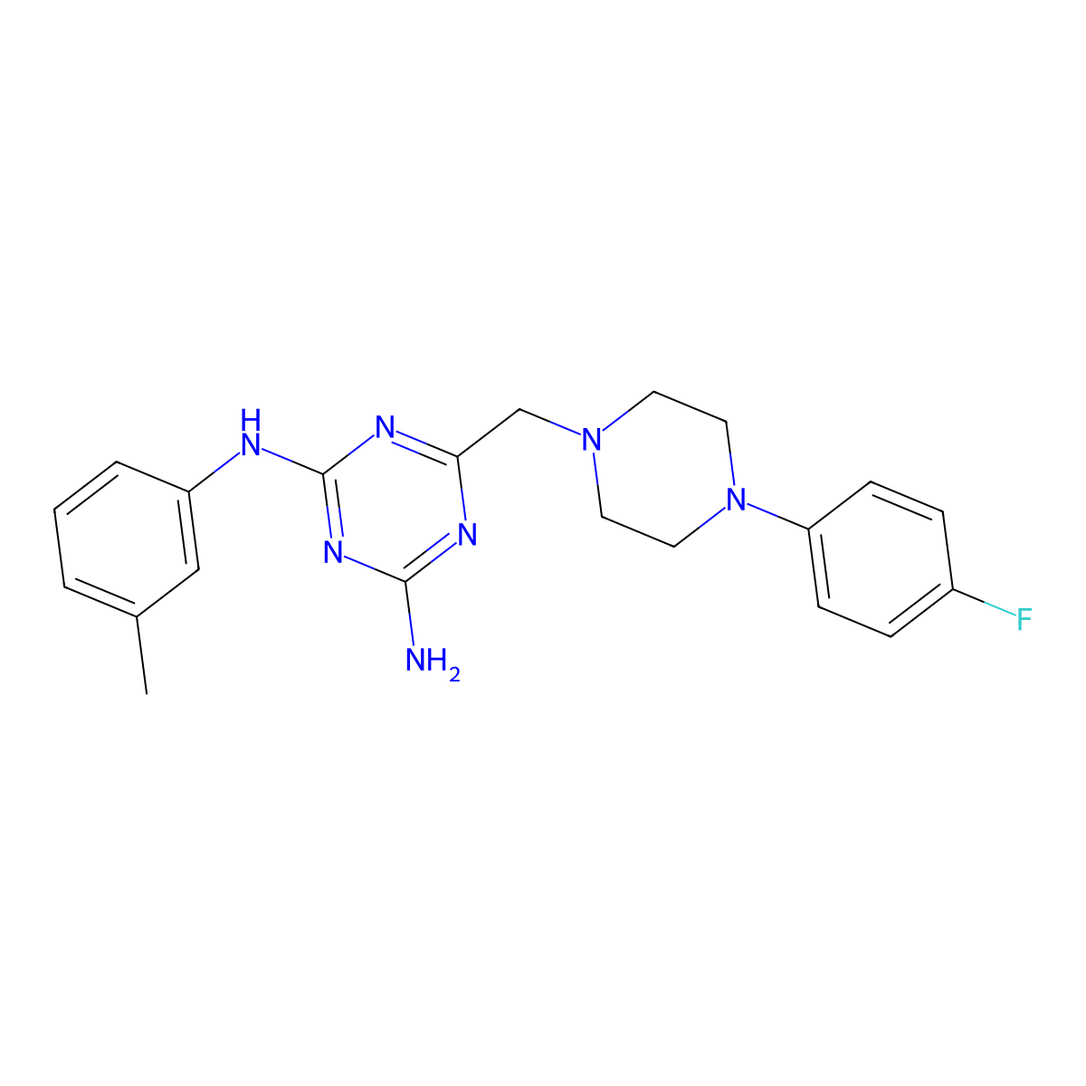 6-{[4-(4-fluorophenyl)piperazin-1-yl]methyl}-N-(3-methylphenyl)-1,3,5-triazine-2,4-diamine molecular structure, CAS 726198-74-9