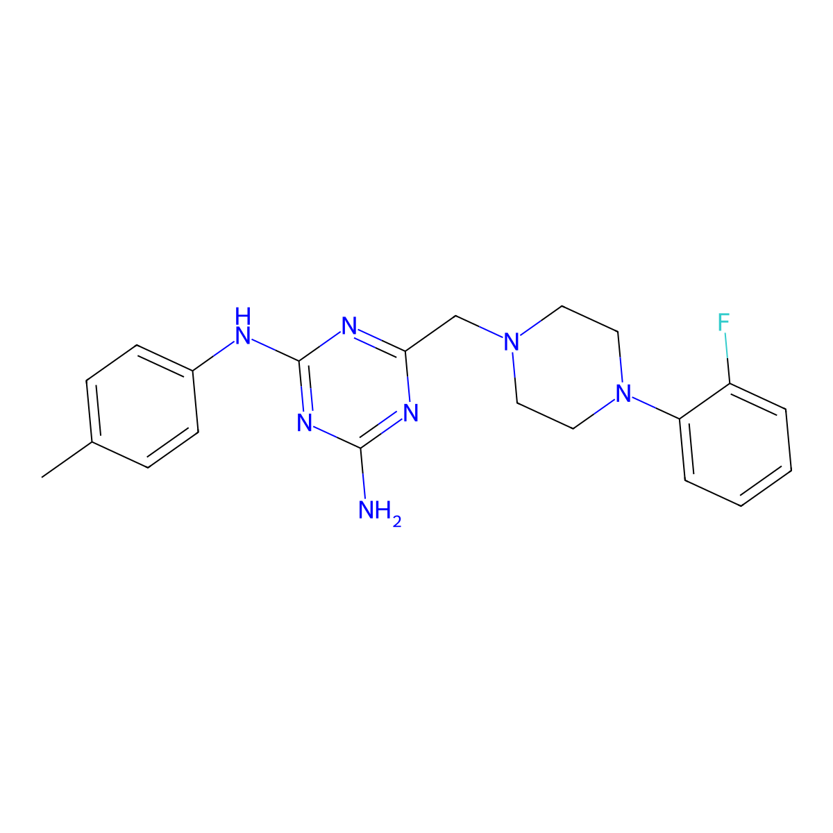 6-{[4-(2-fluorophenyl)piperazin-1-yl]methyl}-N-(4-methylphenyl)-1,3,5-triazine-2,4-diamine molecular structure, CAS 726198-75-0