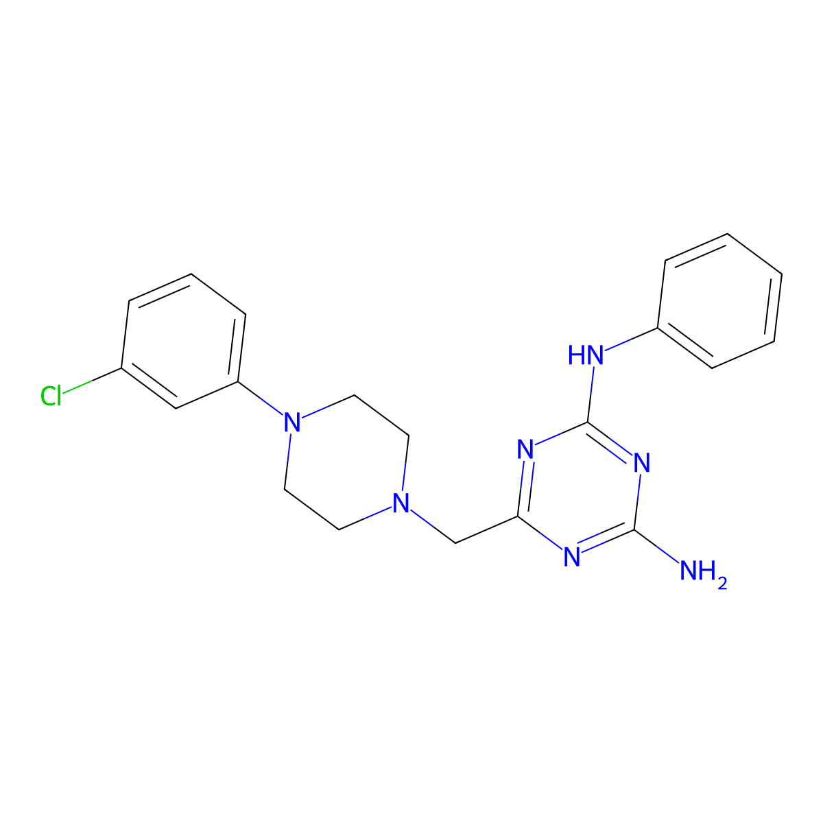 6-{[4-(3-chlorophenyl)piperazin-1-yl]methyl}-N-phenyl-1,3,5-triazine-2,4-diamine molecular structure, CAS 726198-77-2
