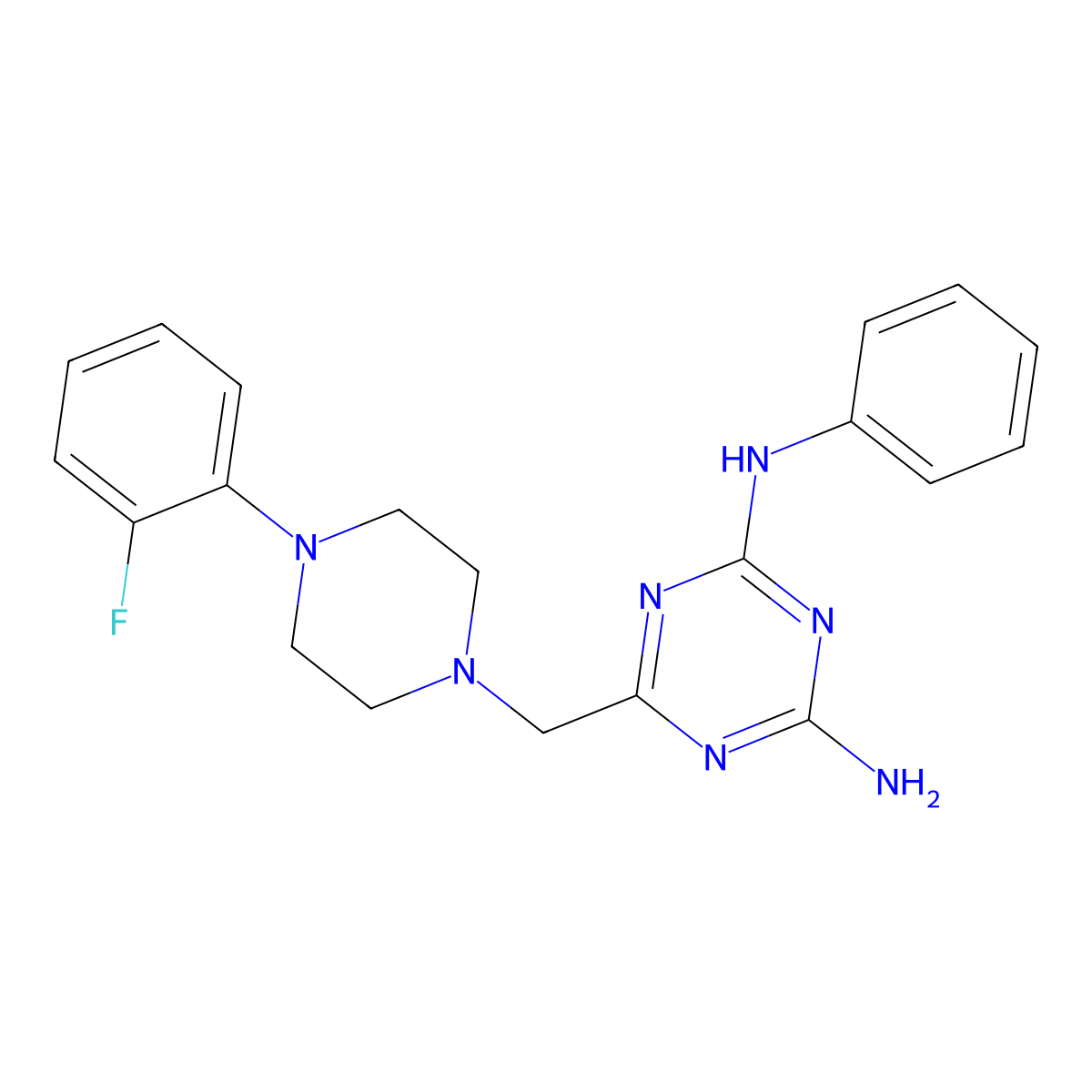 6-{[4-(2-fluorophenyl)piperazin-1-yl]methyl}-N-phenyl-1,3,5-triazine-2,4-diamine molecular structure, CAS 726198-78-3