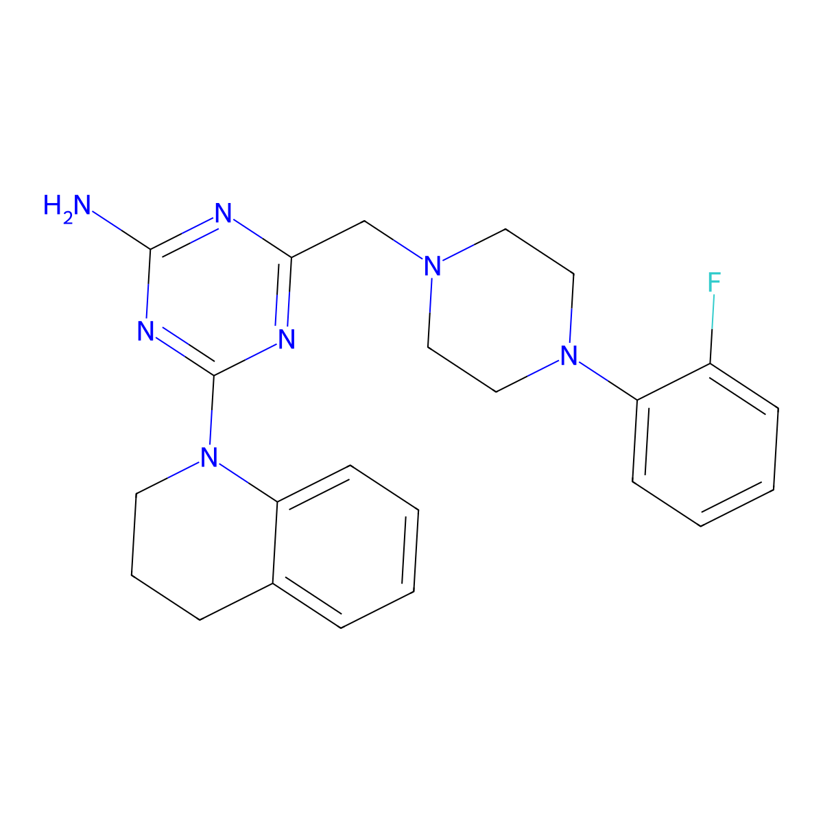 4-(3,4-dihydroquinolin-1(2H)-yl)-6-{[4-(2-fluorophenyl)piperazin-1-yl]methyl}-1,3,5-triazin-2-amine molecular structure, CAS 726198-79-4