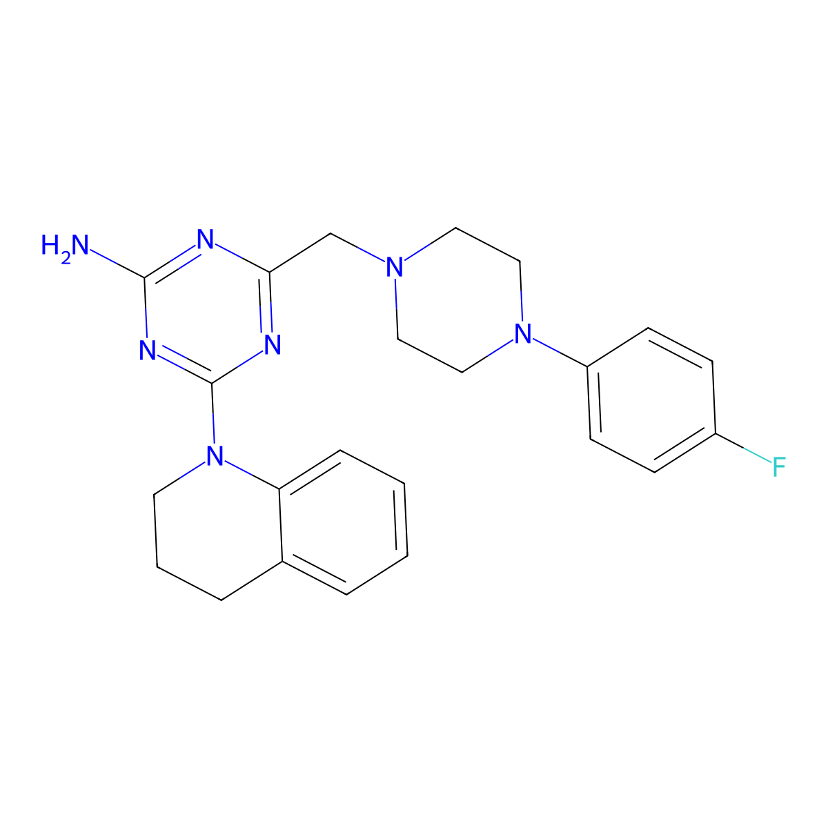 4-(3,4-dihydroquinolin-1(2H)-yl)-6-{[4-(4-fluorophenyl)piperazin-1-yl]methyl}-1,3,5-triazin-2-amine molecular structure, CAS 726198-81-8