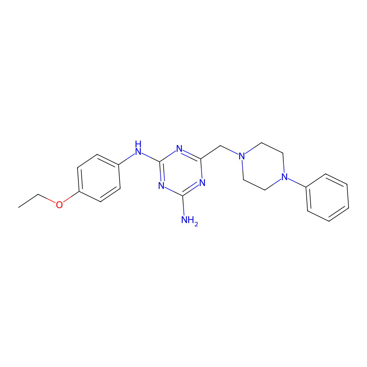 N-(4-ethoxyphenyl)-6-[(4-phenylpiperazin-1-yl)methyl]-1,3,5-triazine-2,4-diamine molecular structure, CAS 726198-83-0