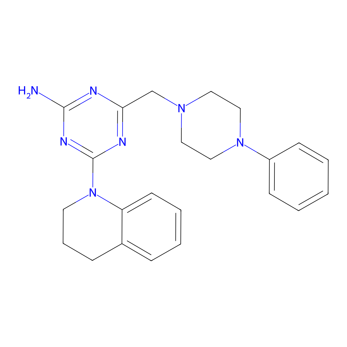 4-(3,4-dihydro-2H-quinolin-1-yl)-6-[(4-phenyl-1-piperazinyl)methyl]-1,3,5-triazin-2-amine molecular structure, CAS 726198-84-1