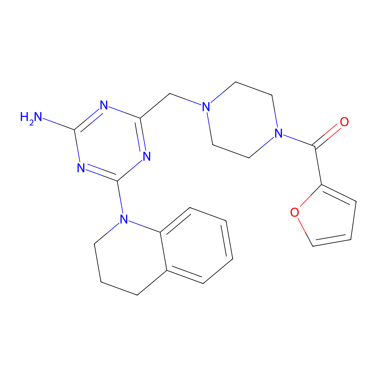 [4-({4-amino-6-[3,4-dihydro-1(2H)-quinolinyl]-1,3,5-triazin-2-yl}methyl)piperazino](2-furyl)methanone molecular structure, CAS 726198-87-4