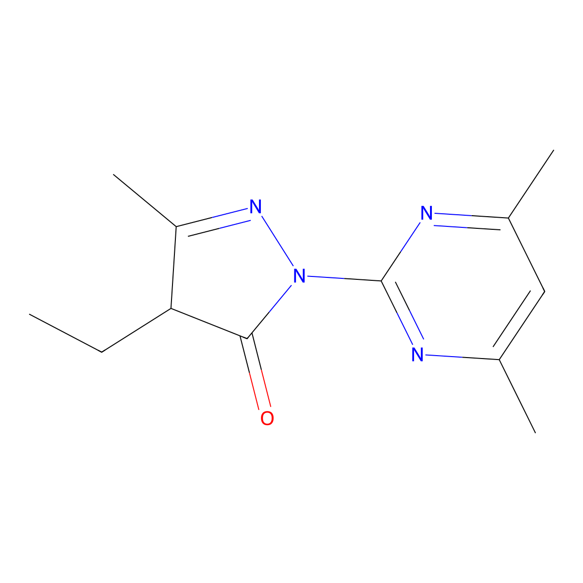 2-(4,6-dimethylpyrimidin-2-yl)-4-ethyl-5-methyl-2,4-dihydro-3H-pyrazol-3-one molecular structure, CAS 726198-98-7
