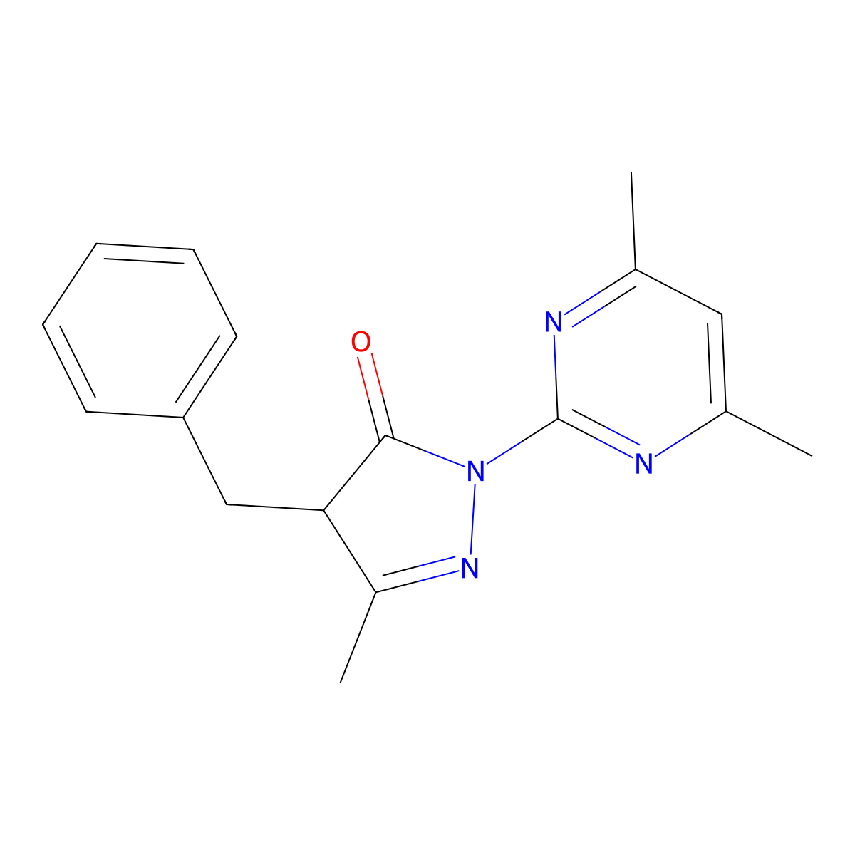 4-benzyl-2-(4,6-dimethylpyrimidin-2-yl)-5-methyl-2,4-dihydro-3H-pyrazol-3-one molecular structure, CAS 726198-99-8