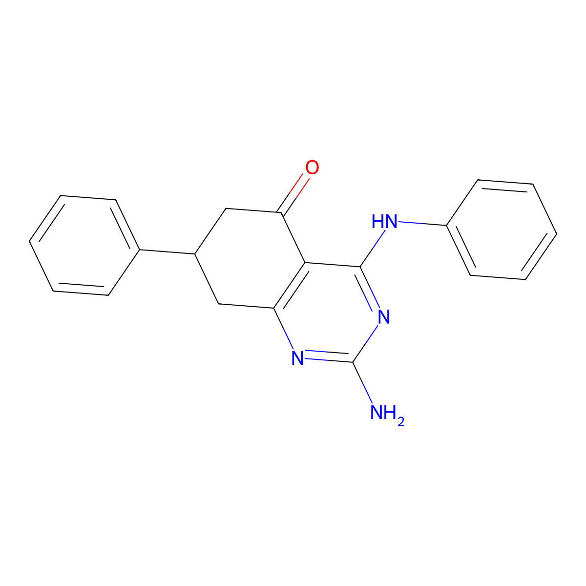 2-amino-7-phenyl-4-(phenylamino)-7,8-dihydroquinazolin-5(6H)-one molecular structure, CAS 726199-37-7