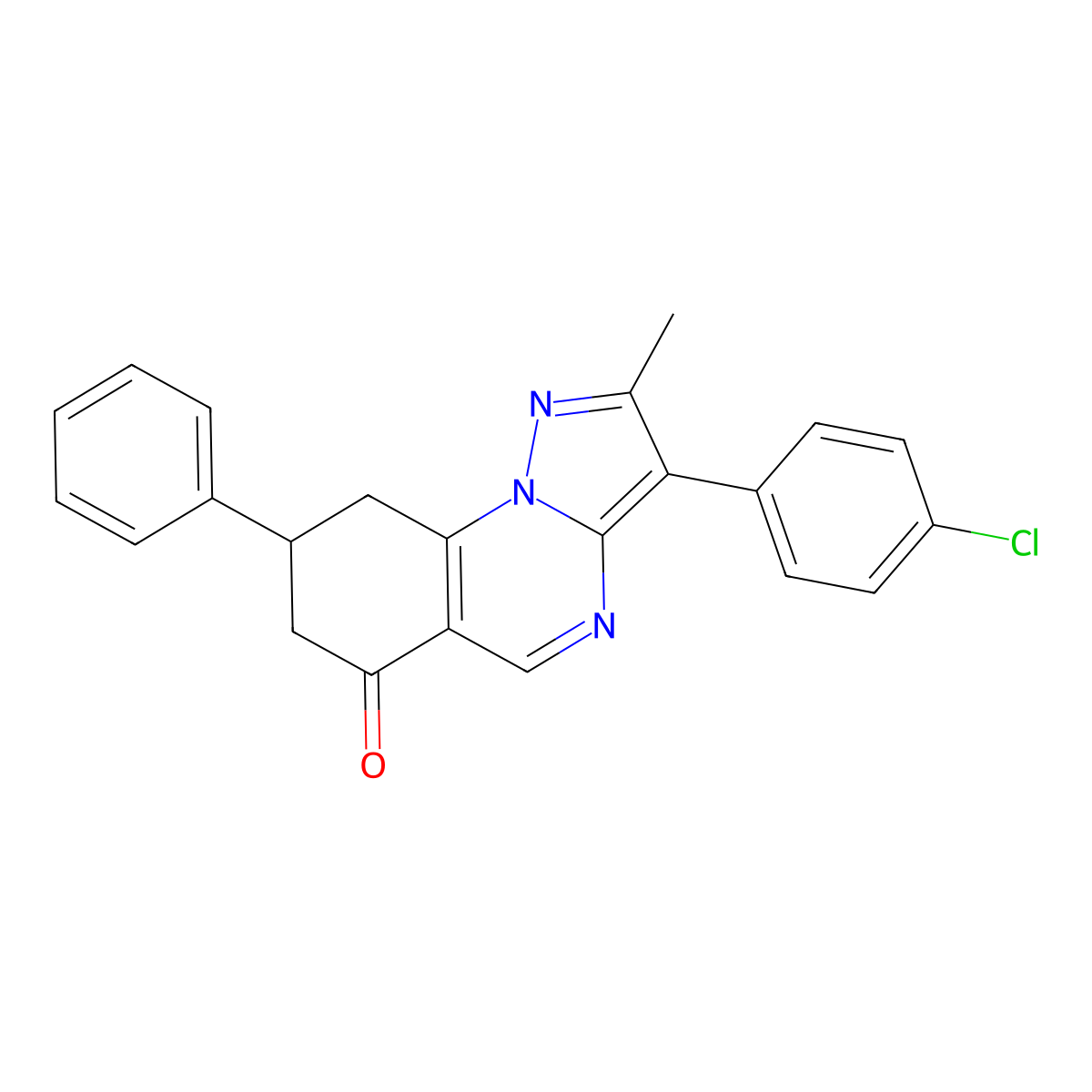3-(4-chlorophenyl)-2-methyl-8-phenyl-8,9-dihydropyrazolo[1,5-a]quinazolin-6(7H)-one molecular structure, CAS 726199-63-9