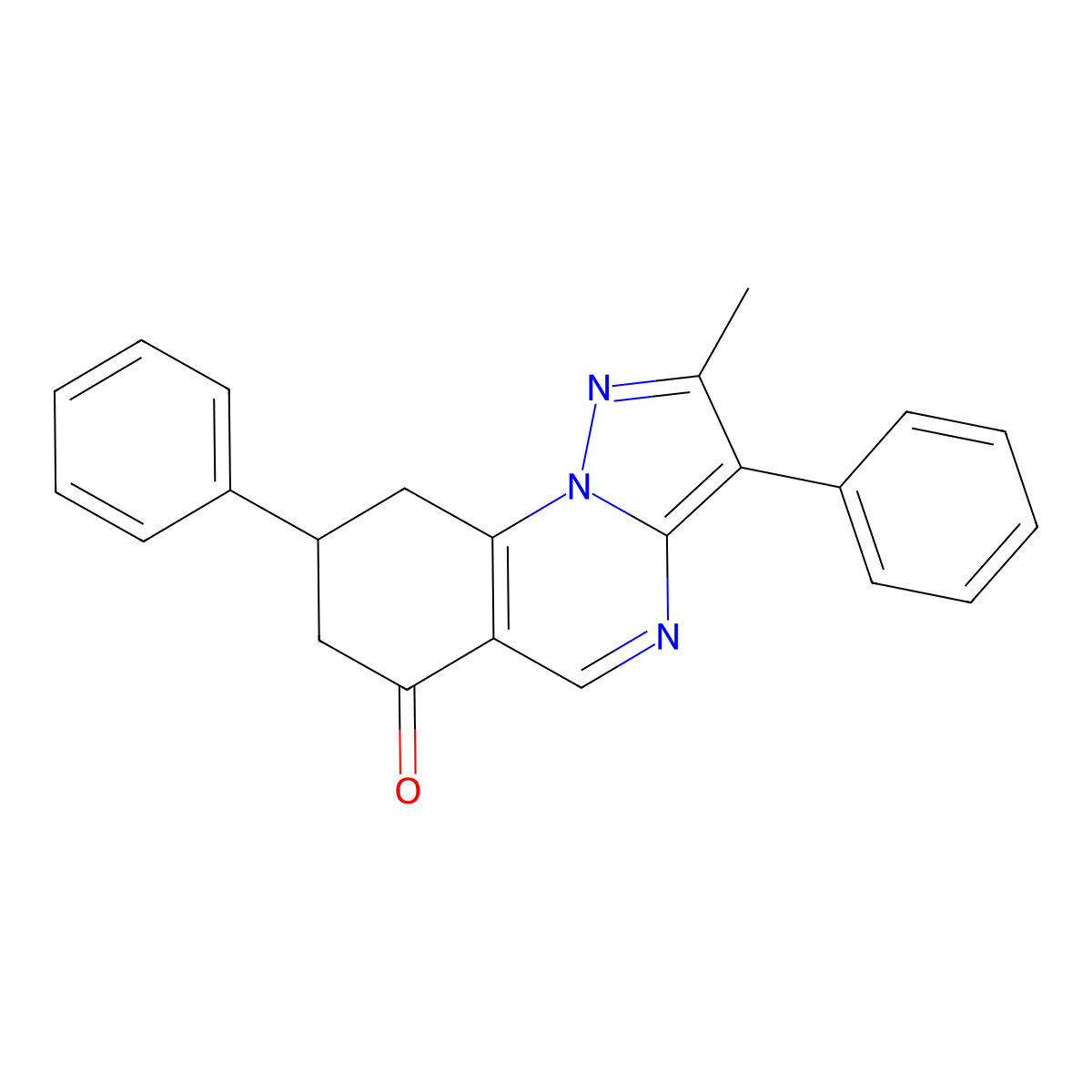2-methyl-3,8-diphenyl-8,9-dihydropyrazolo[1,5-a]quinazolin-6(7H)-one molecular structure, CAS 726199-97-9