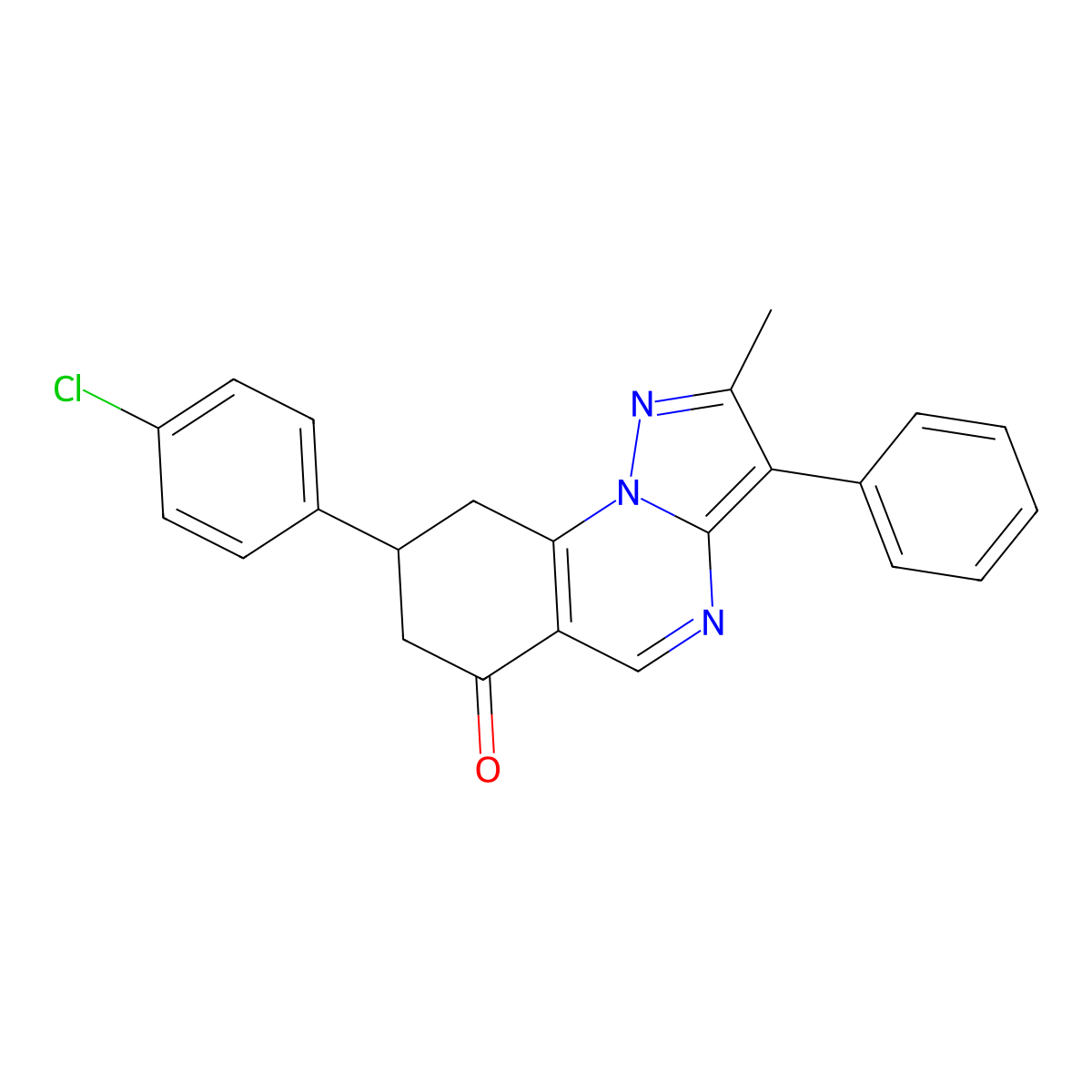8-(4-chlorophenyl)-2-methyl-3-phenyl-8,9-dihydropyrazolo[1,5-a]quinazolin-6(7H)-one molecular structure, CAS 726199-98-0