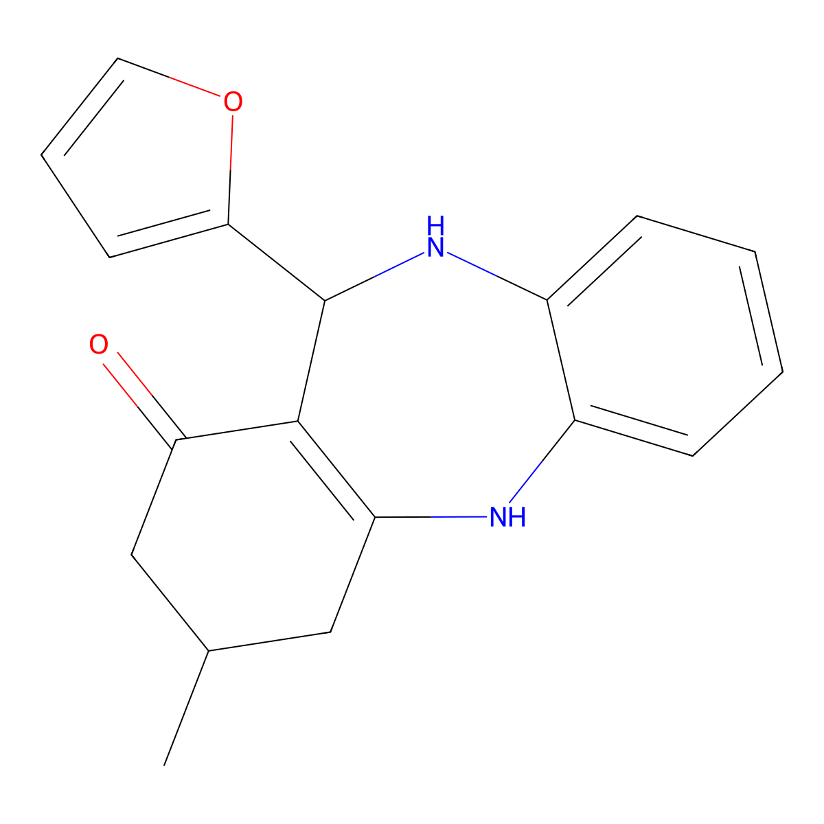11-(2-furyl)-3-methyl-2,3,4,5,10,11-hexahydro-1H-dibenzo[b,e][1,4]diazepin-1-one molecular structure, CAS 726200-23-3