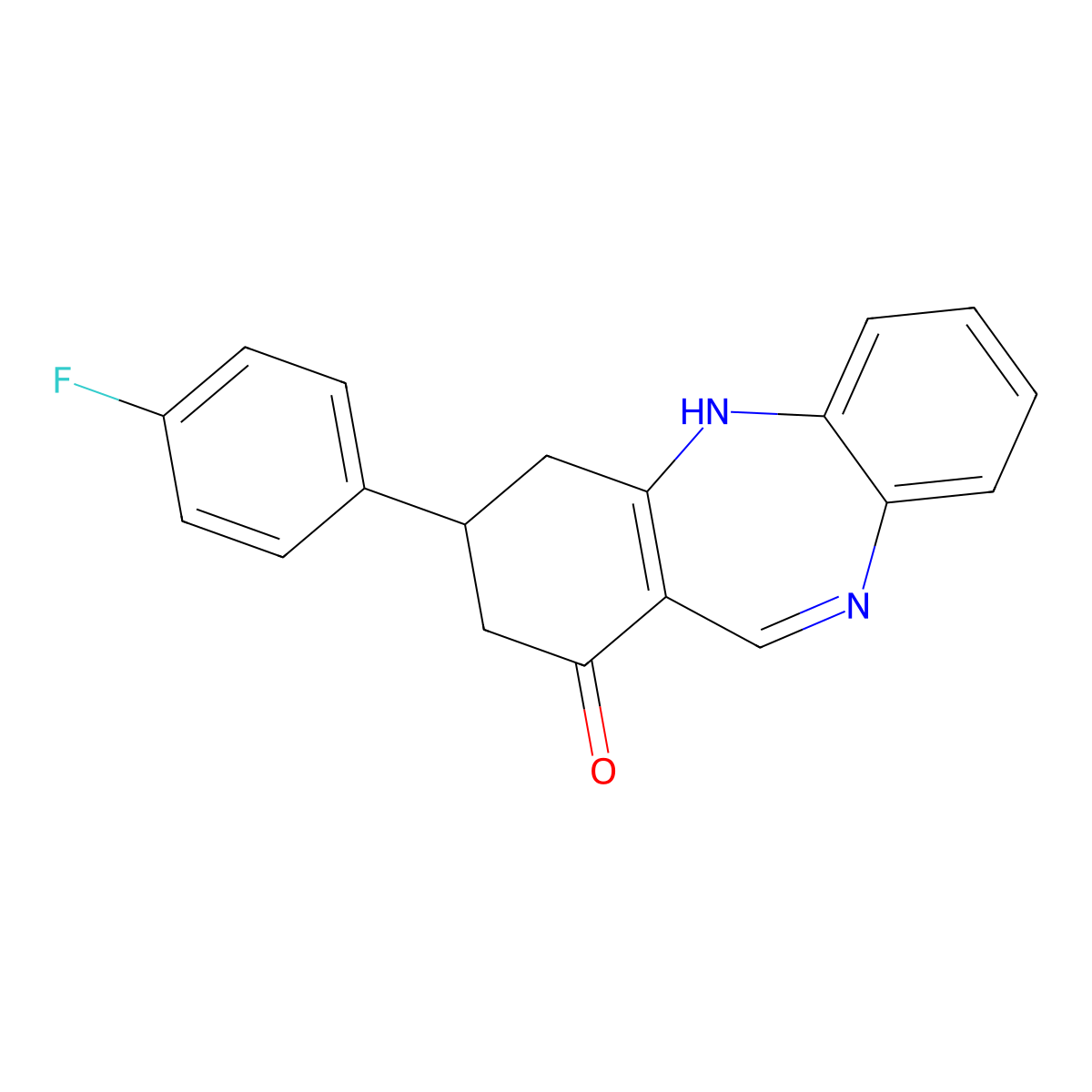 3-(4-fluorophenyl)-2,3,4,5-tetrahydro-1H-dibenzo[b,e][1,4]diazepin-1-one molecular structure, CAS 726200-31-3