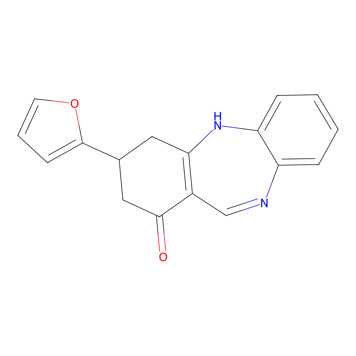 3-(furan-2-yl)-3,4-dihydro-2H-dibenzo[b,e][1,4]diazepin-1-ol molecular structure, CAS 726200-32-4