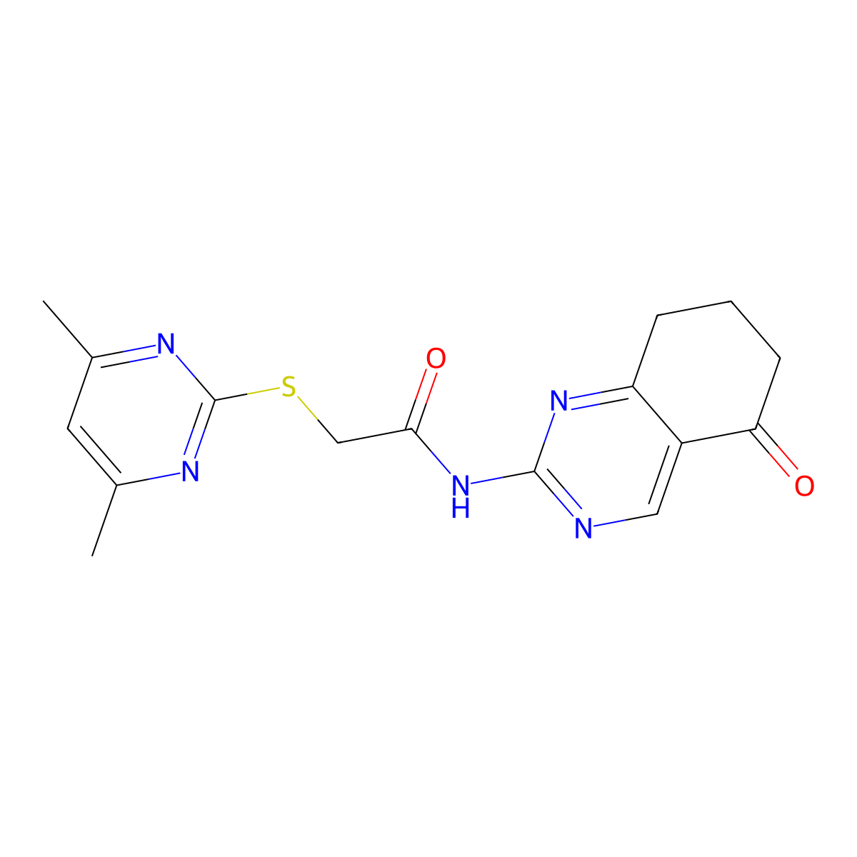 2-[(4,6-dimethylpyrimidin-2-yl)sulfanyl]-N-(5-oxo-5,6,7,8-tetrahydroquinazolin-2-yl)acetamide molecular structure, CAS 726200-35-7
