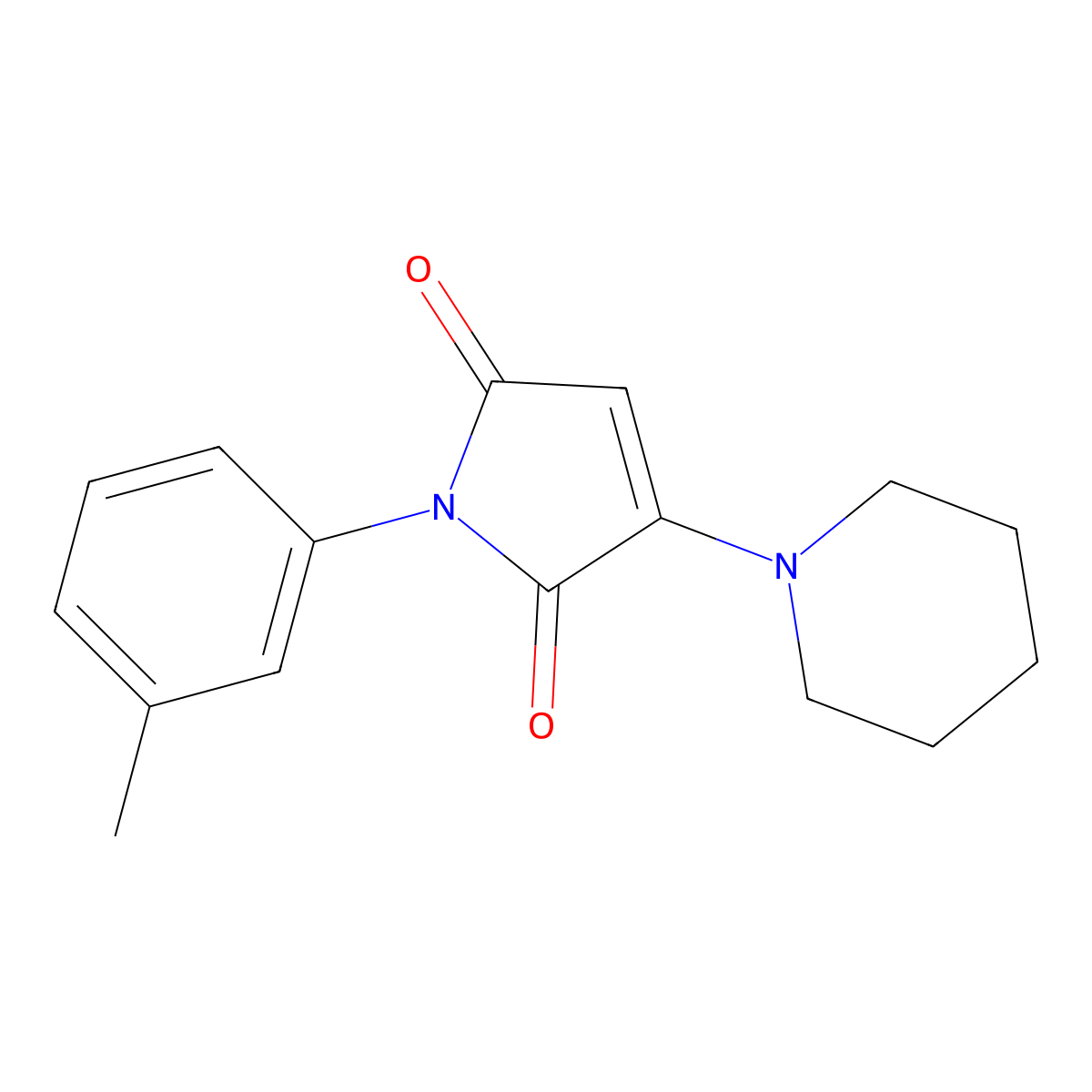 1-(3-methylphenyl)-3-(piperidin-1-yl)-1H-pyrrole-2,5-dione molecular structure, CAS 726200-78-8