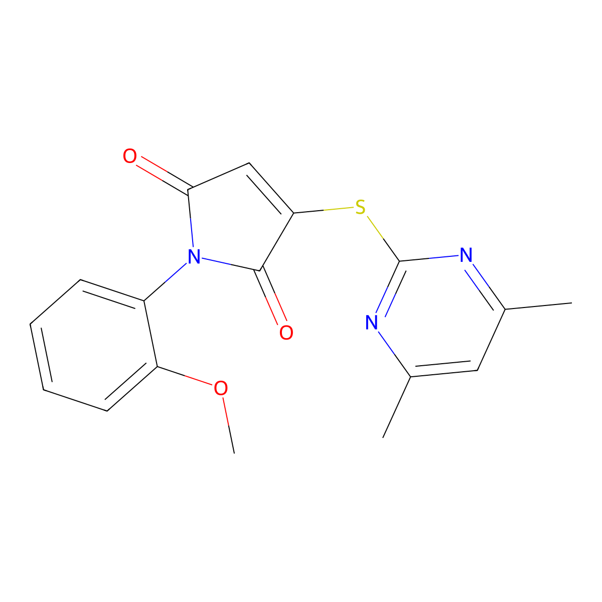 3-(4,6-Dimethylpyrimidin-2-yl)sulfanyl-1-(2-methoxyphenyl)pyrrole-2,5-dione molecular structure, CAS 726200-82-4