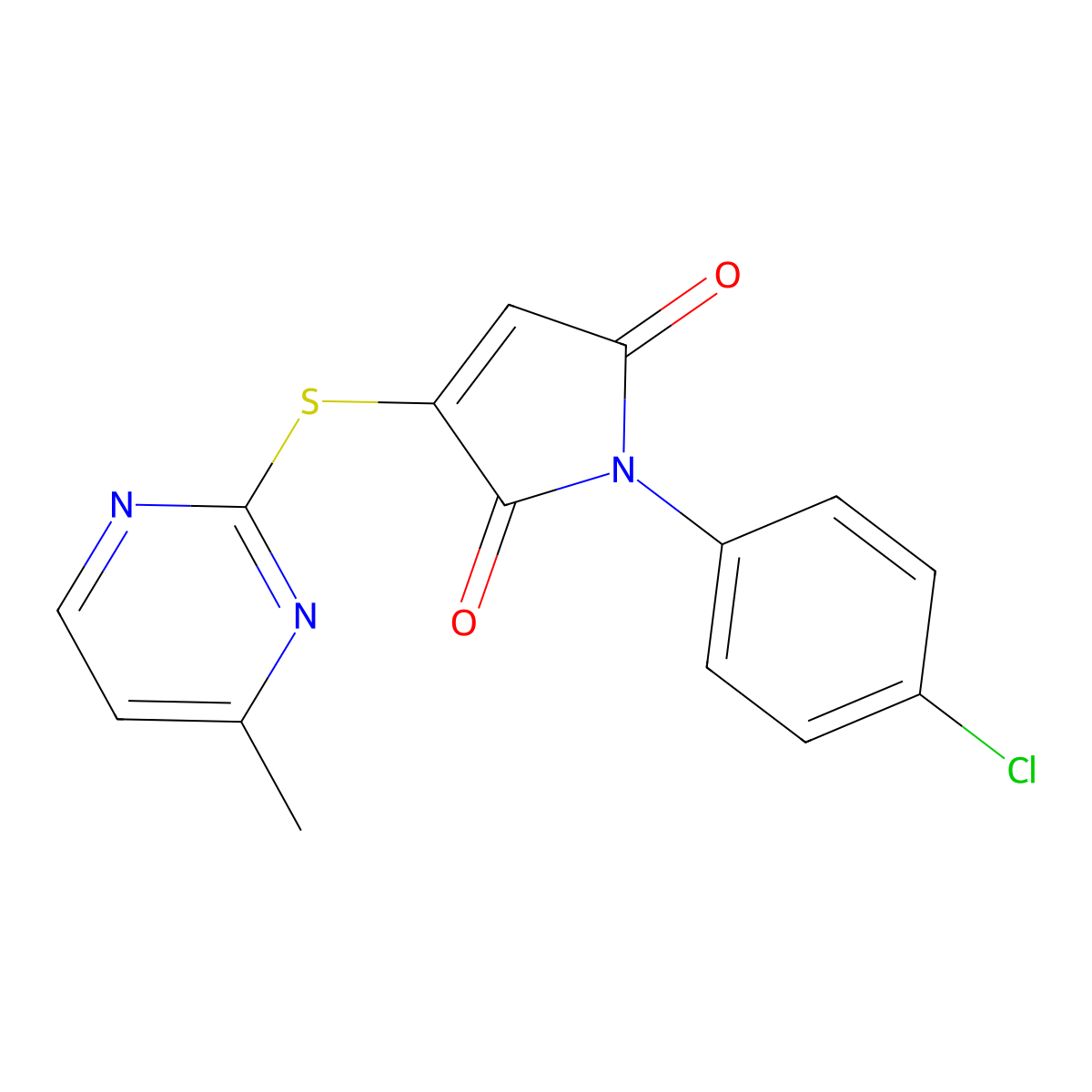 1-(4-chlorophenyl)-3-[(4-methylpyrimidin-2-yl)sulfanyl]-1H-pyrrole-2,5-dione molecular structure, CAS 726200-83-5
