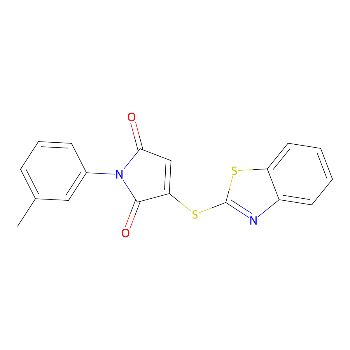 3-(1,3-benzothiazol-2-ylsulfanyl)-1-(3-methylphenyl)-1H-pyrrole-2,5-dione molecular structure, CAS 726200-84-6