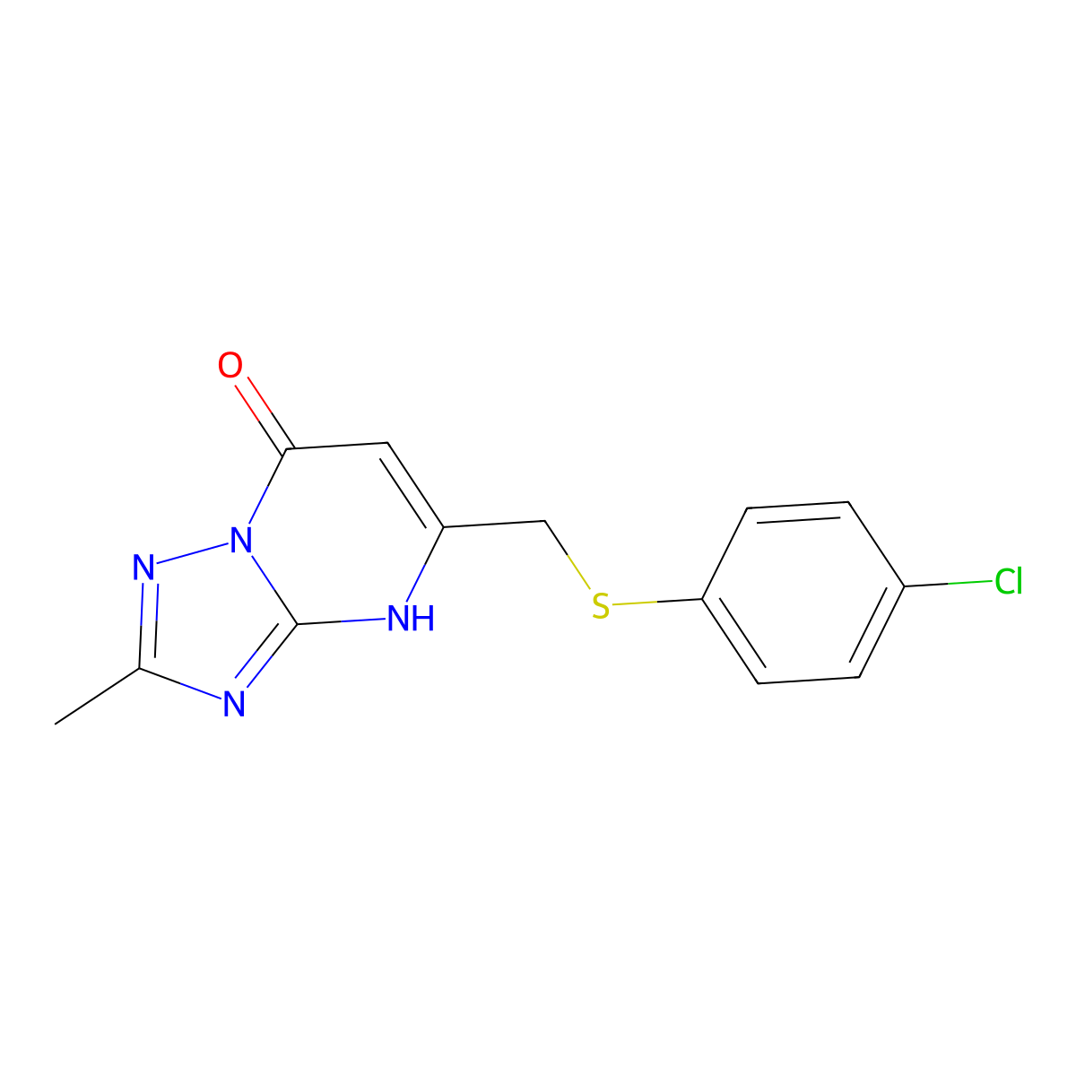 5-{[(4-chlorophenyl)thio]methyl}-2-methyl[1,2,4]triazolo[1,5-a]pyrimidin-7(4H)-one molecular structure, CAS 726200-98-2