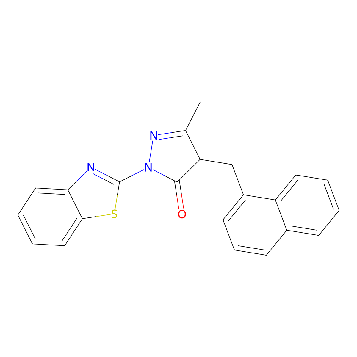 1-Benzothiazol-2-yl-3-methyl-4-(naphthylmethyl)-2-pyrazolin-5-one molecular structure, CAS 726201-06-5