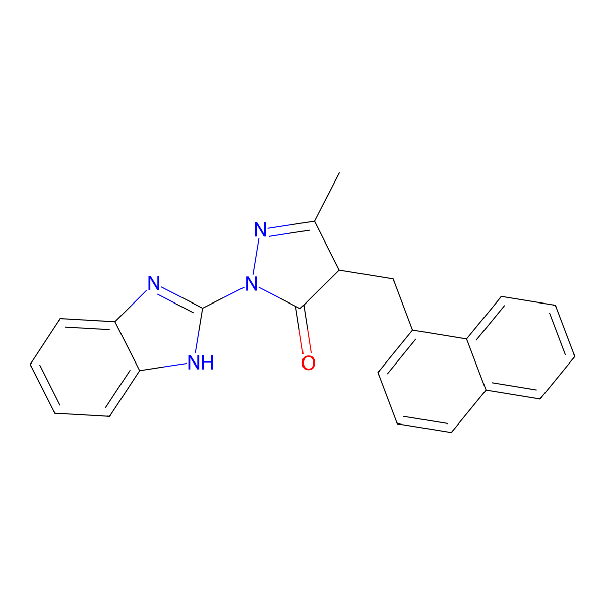 2-(1H-benzimidazol-2-yl)-5-methyl-4-(naphthalen-1-ylmethyl)-2,4-dihydro-3H-pyrazol-3-one molecular structure, CAS 726201-07-6
