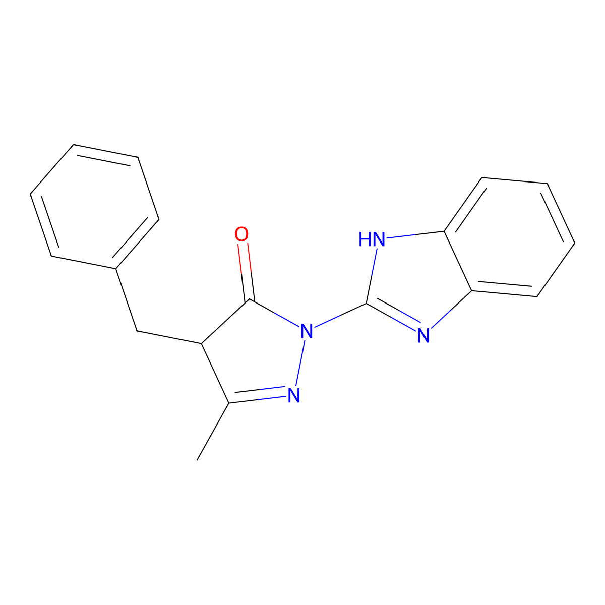 2-(1H-benzimidazol-2-yl)-5-methyl-4-(phenylmethyl)-4H-pyrazol-3-one molecular structure, CAS 726201-08-7