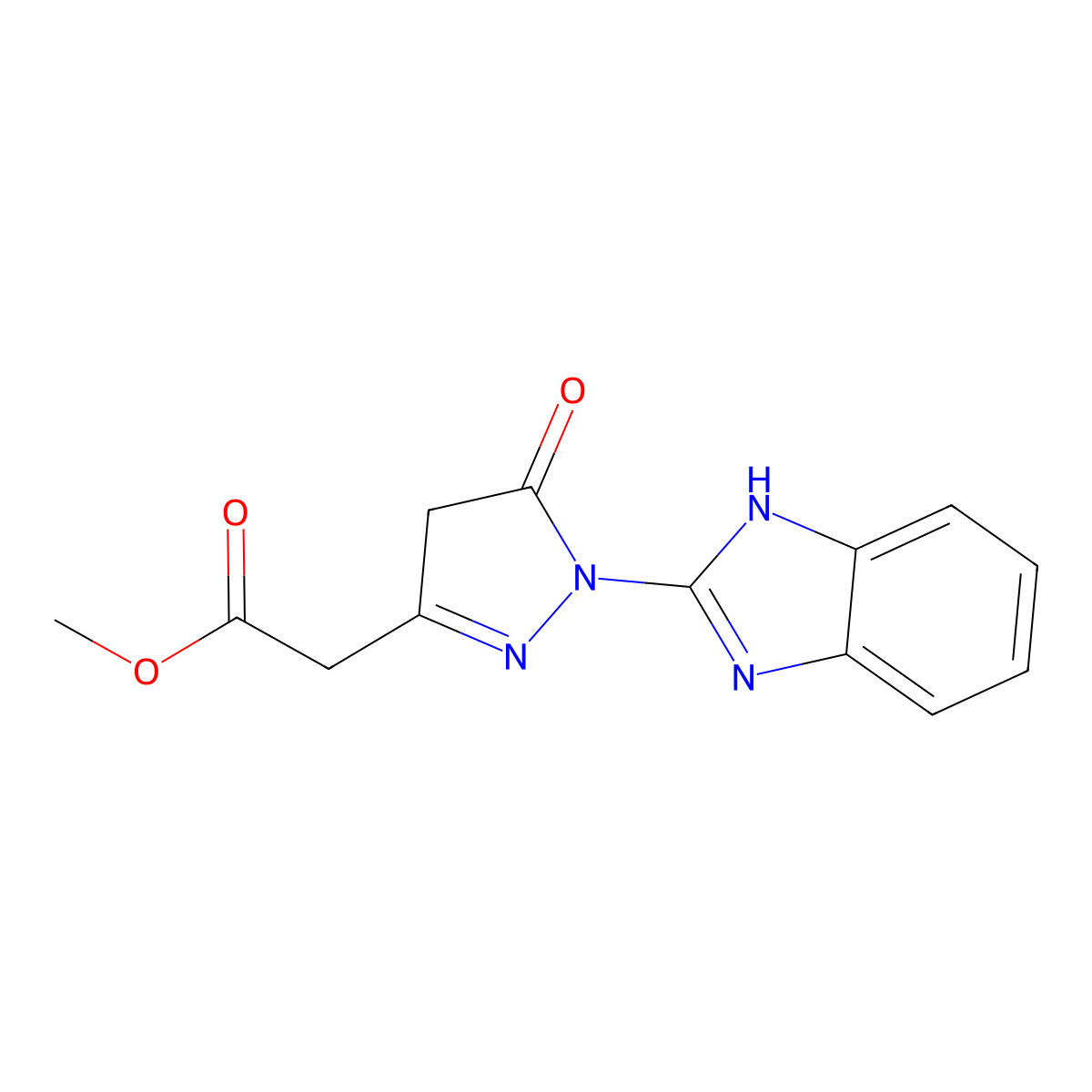 methyl [1-(1H-benzimidazol-2-yl)-5-oxo-4,5-dihydro-1H-pyrazol-3-yl]acetate molecular structure, CAS 726201-10-1