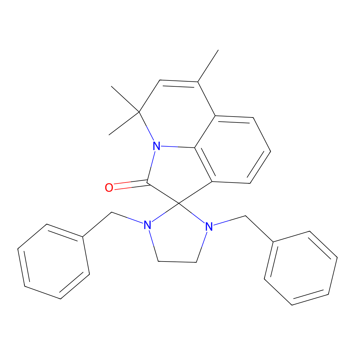 1,3-dibenzyl-4',4',6'-trimethyl-4'H-spiro[imidazolidine-2,1'-pyrrolo[3,2,1-ij]quinolin]-2'-one molecular structure, CAS 726201-36-1