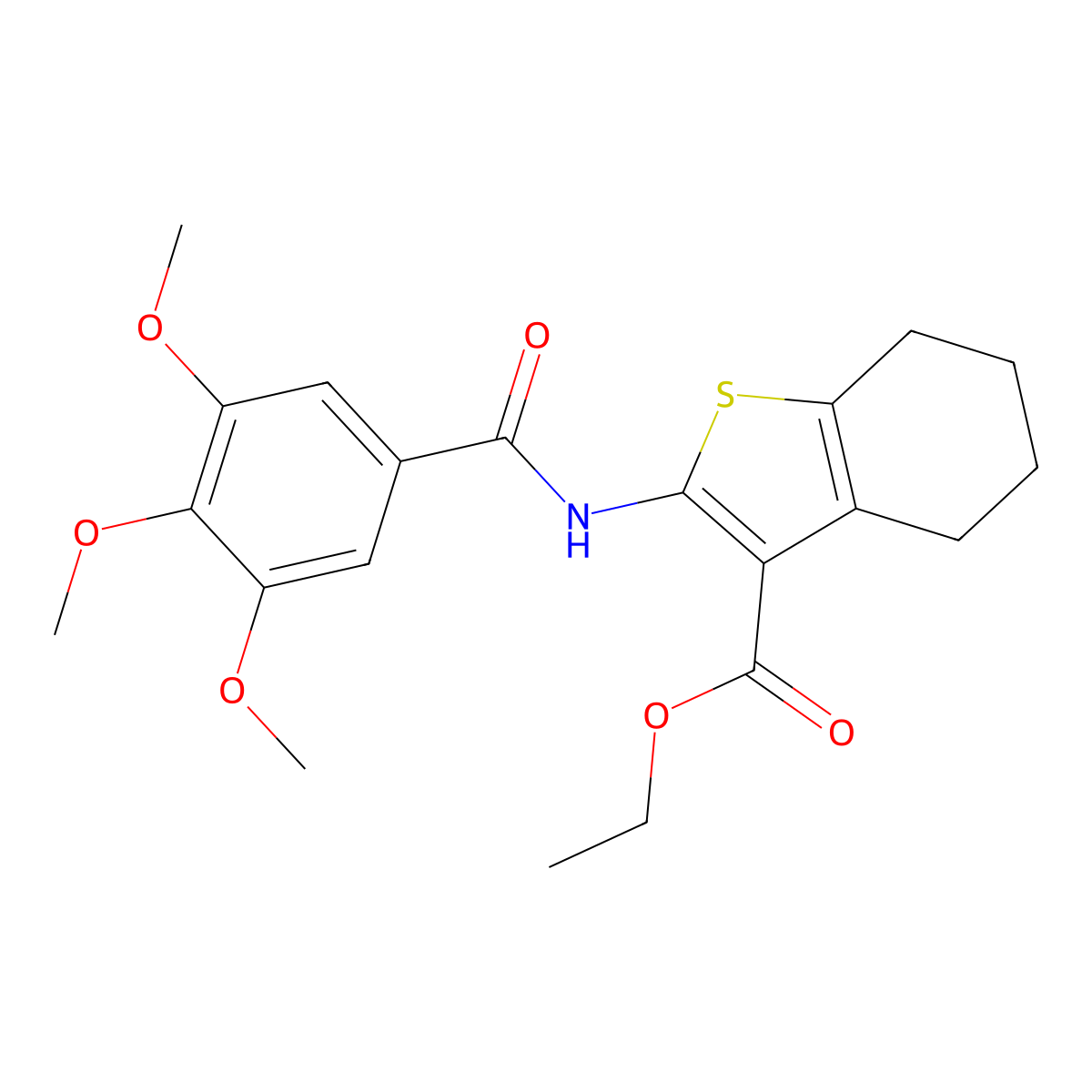 Ethyl 2-(3,4,5-trimethoxybenzamido)-4,5,6,7-tetrahydrobenzo[b]thiophene-3-carboxylate molecular structure, CAS 72625-07-1