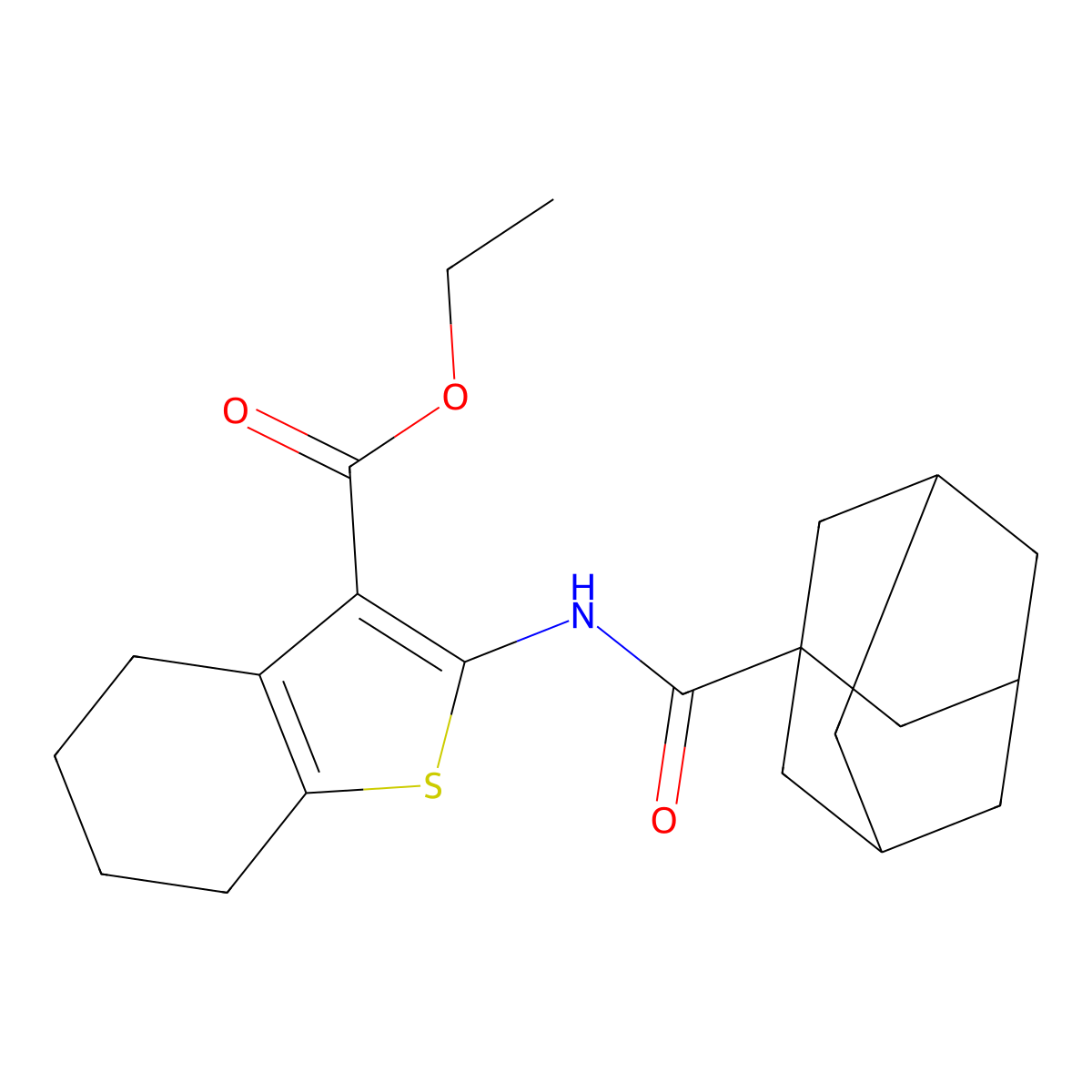 Ethyl 2-(adamantane-1-carbonylamino)-4,5,6,7-tetrahydro-1-benzothiophene-3-carboxylate molecular structure, CAS 72625-09-3