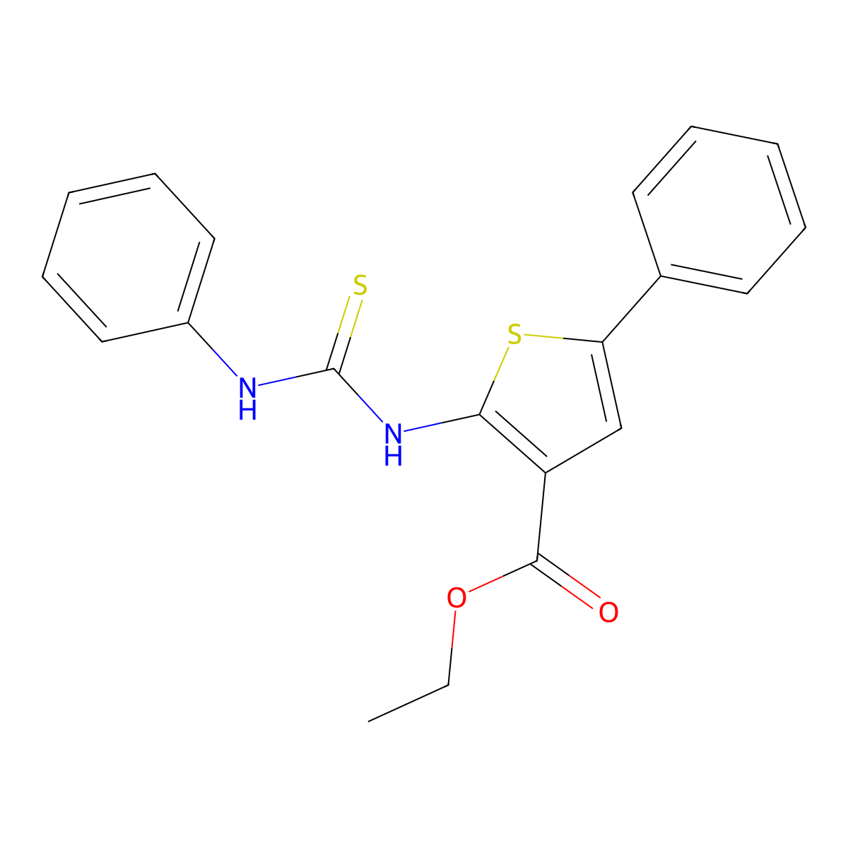 Ethyl 5-phenyl-2-(3-phenylthioureido)thiophene-3-carboxylate molecular structure, CAS 72625-10-6