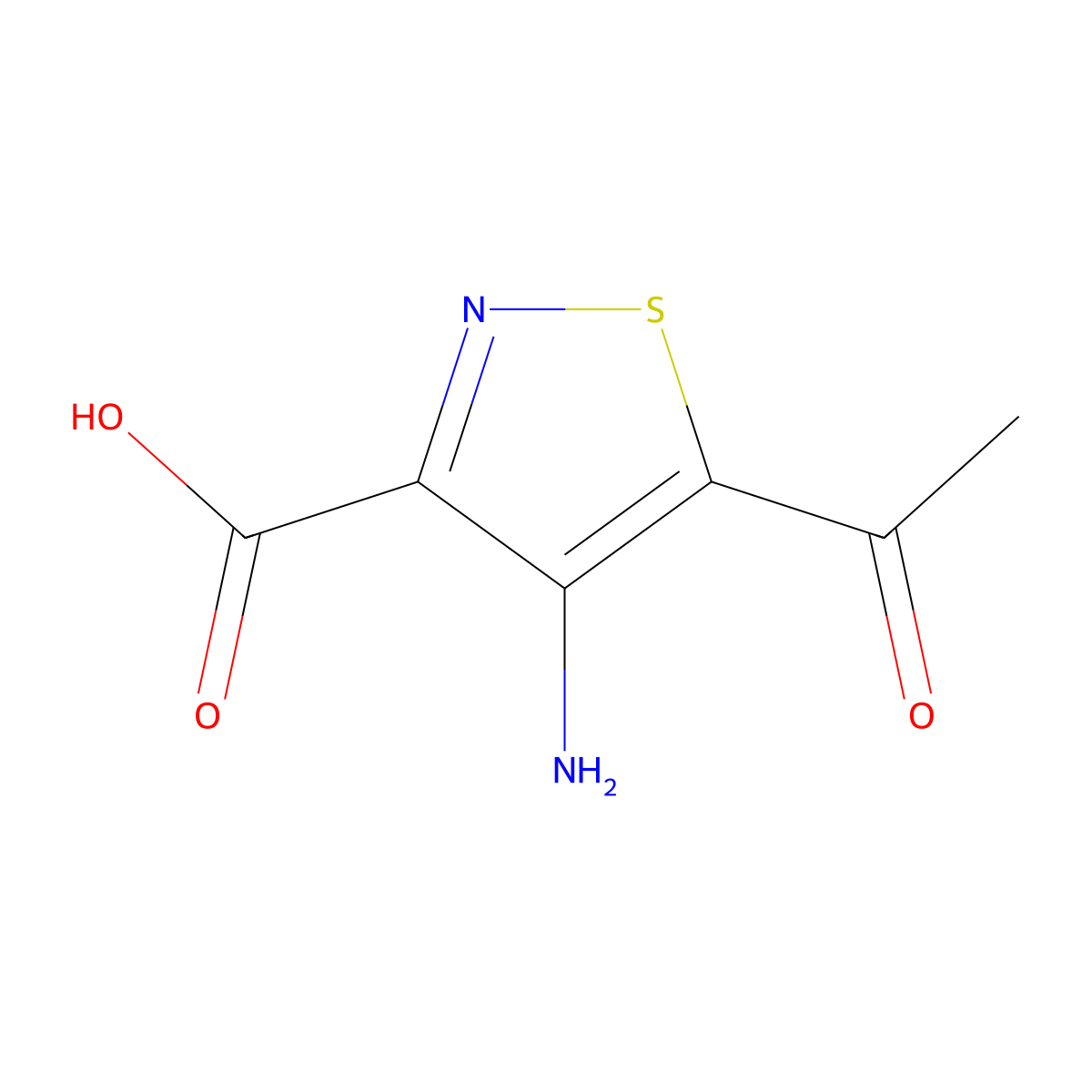 5-Acetyl-4-amino-1,2-thiazole-3-carboxylic acid molecular structure, CAS 72632-91-8