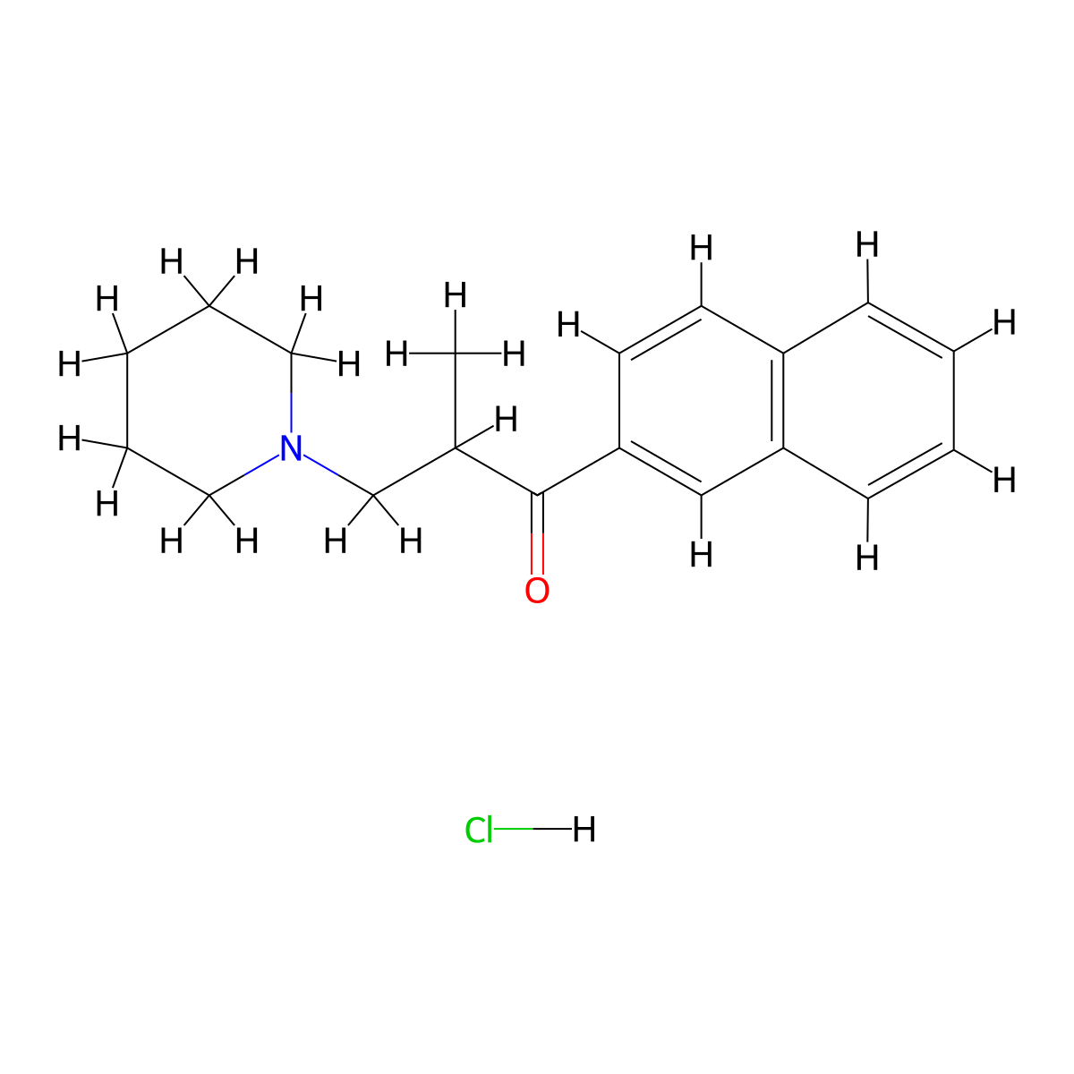 1-Propanone, 2-methyl-1-(2-naphthalenyl)-3-(1-piperidinyl)-, hydrochloride (1:1) molecular structure, CAS 72637-22-0