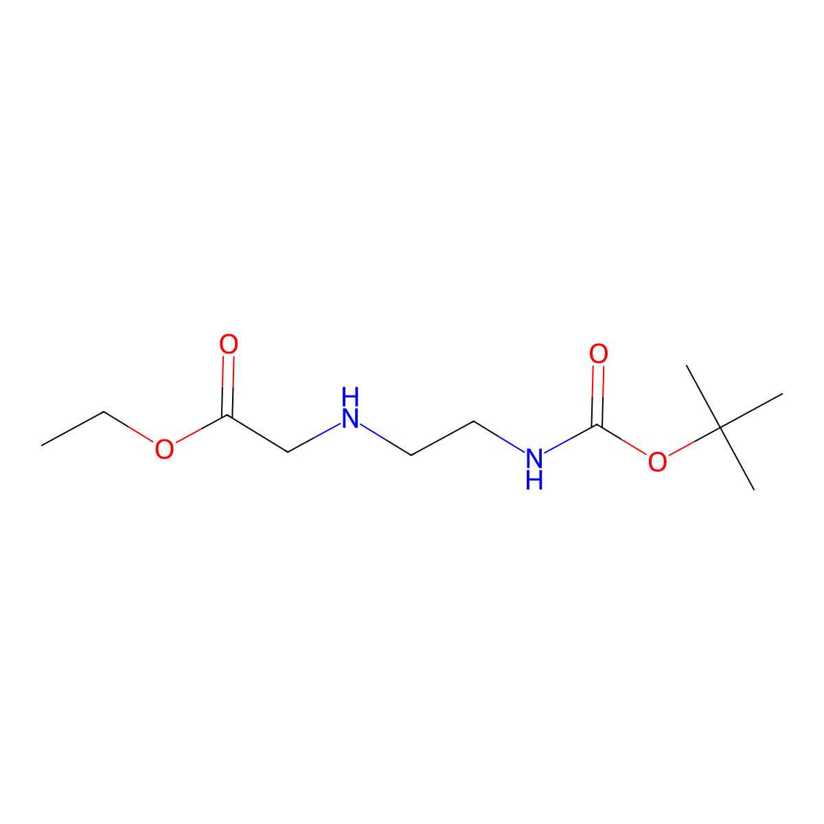 Ethyl N-(2-((tert-butoxycarbonyl)amino)ethyl)glycinate molecular structure, CAS 72648-80-7