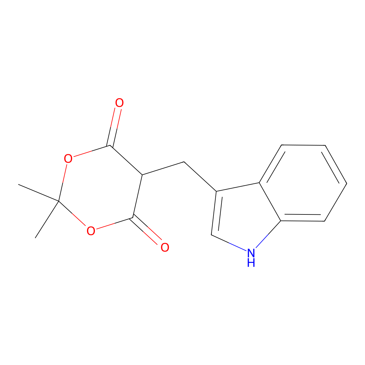 5-(1H-Indol-3-ylmethyl)-2,2-dimethyl-1,3-dioxane-4,6-dione molecular structure, CAS 72651-98-0