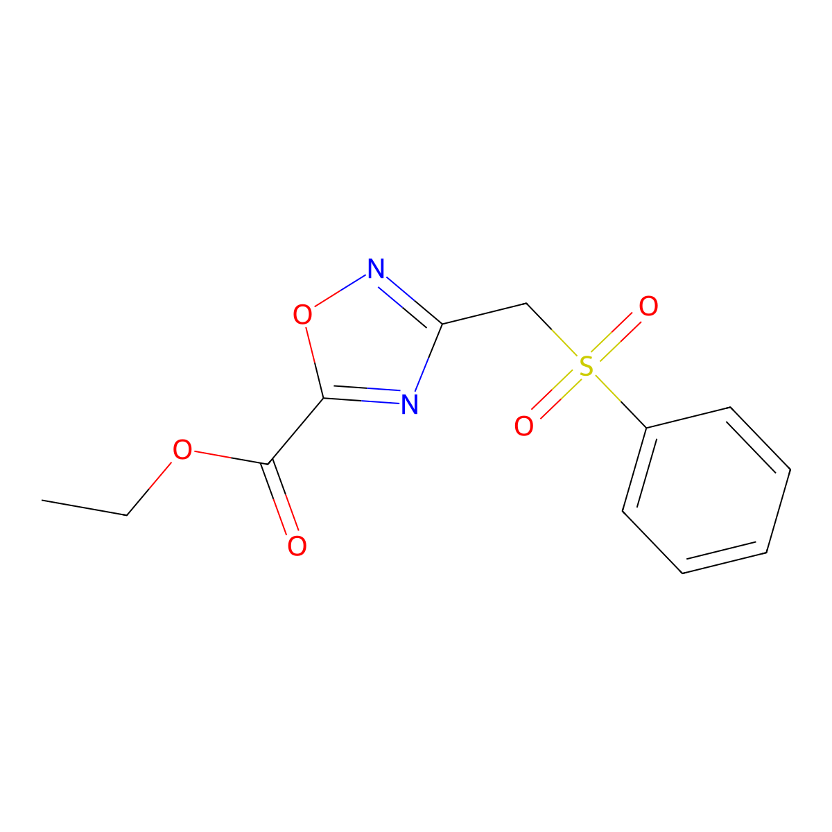Ethyl 3-[(phenylsulfonyl)methyl]-1,2,4-oxadiazole-5-carboxylate molecular structure, CAS 72660-82-3