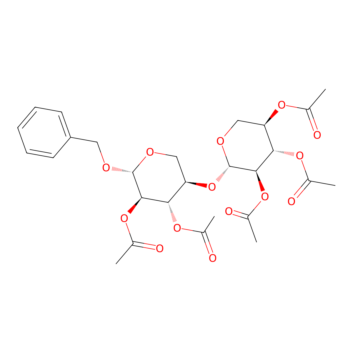 Benzyl beta-D-xylobioside pentaacetate molecular structure, CAS 72661-85-9