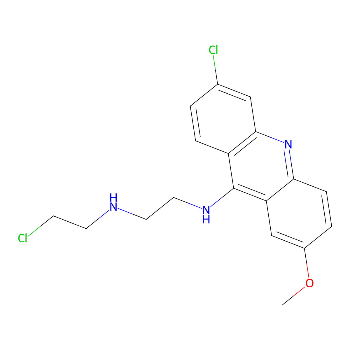 1,2-Ethanediamine, N-(6-chloro-2-methoxy-9-acridinyl)-N'-(2-chloroethyl)- molecular structure, CAS 72667-34-6