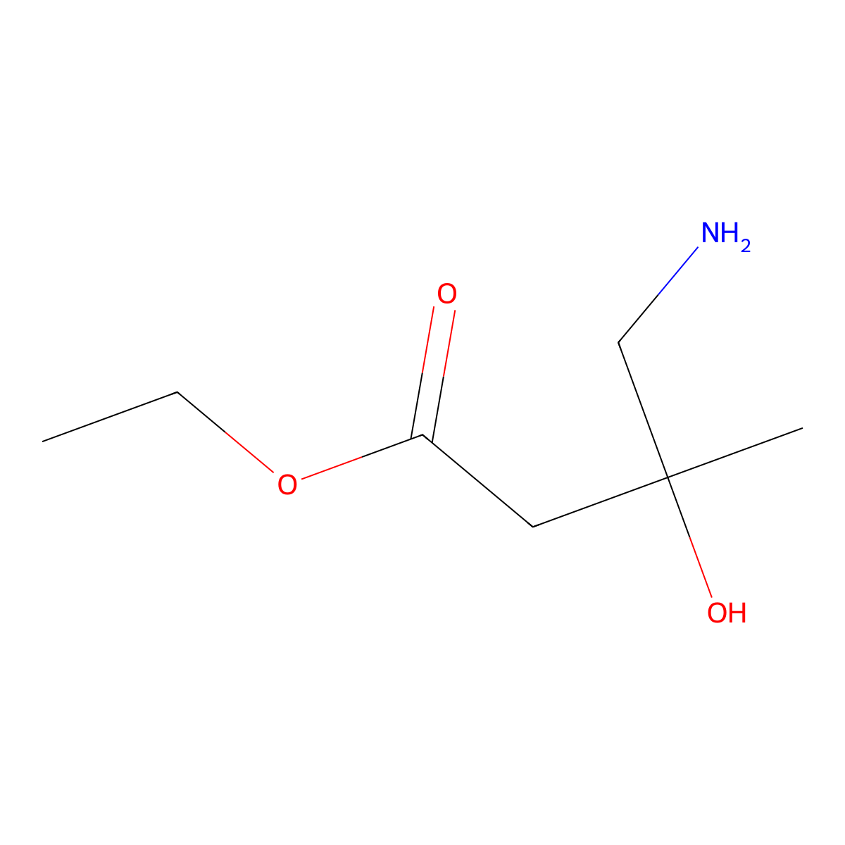 Ethyl 4-amino-3-hydroxy-3-methylbutanoate molecular structure, CAS 726691-46-9