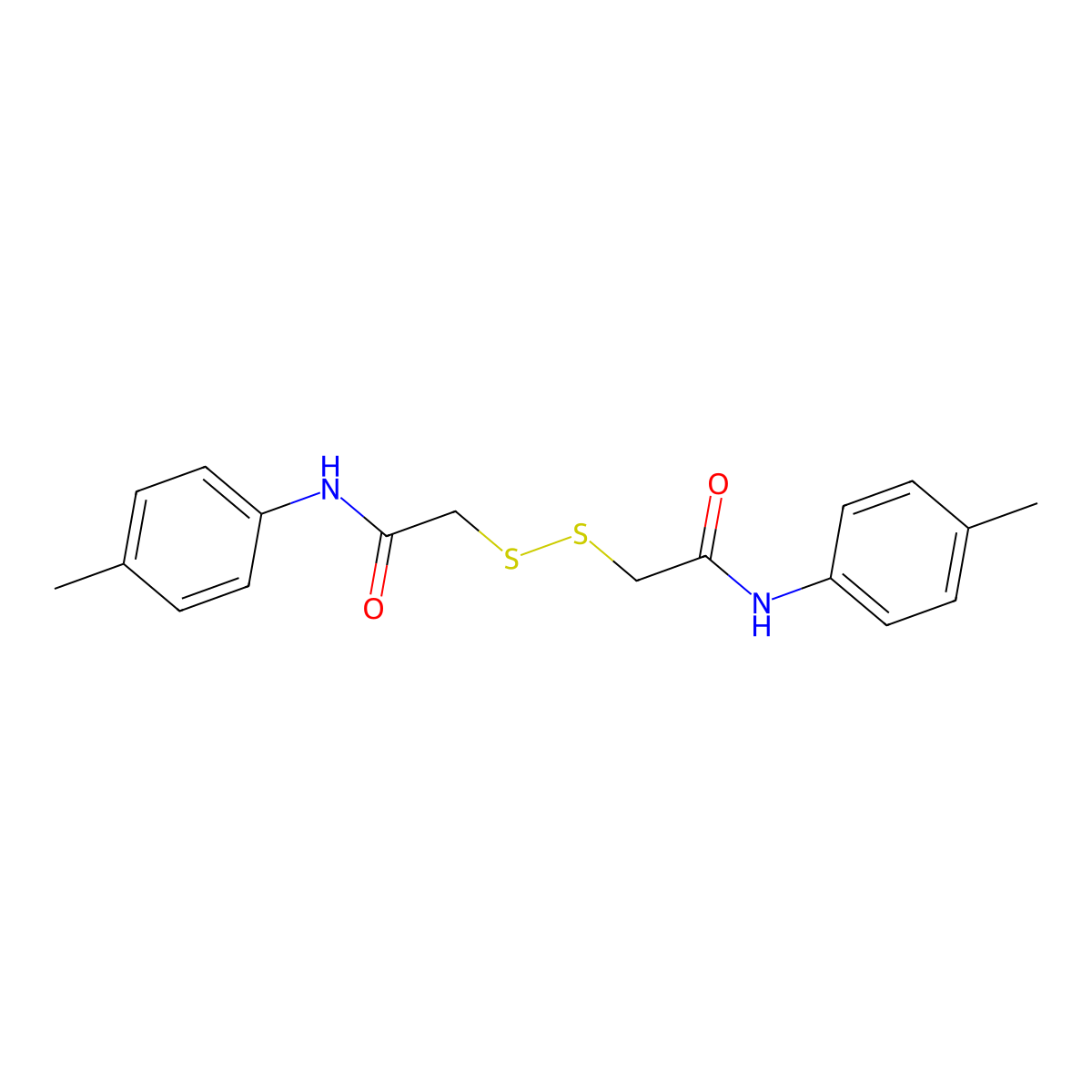 2-[[2-(4-methylanilino)-2-oxoethyl]disulfanyl]-N-(4-methylphenyl)acetamide molecular structure, CAS 7267-65-4