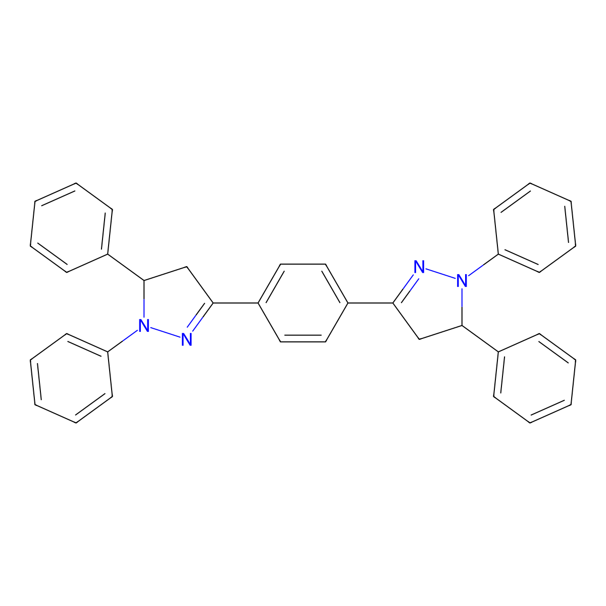 1,4-Bis(1,5-diphenyl-4,5-dihydro-1H-pyrazol-3-yl)benzene molecular structure, CAS 7267-75-6