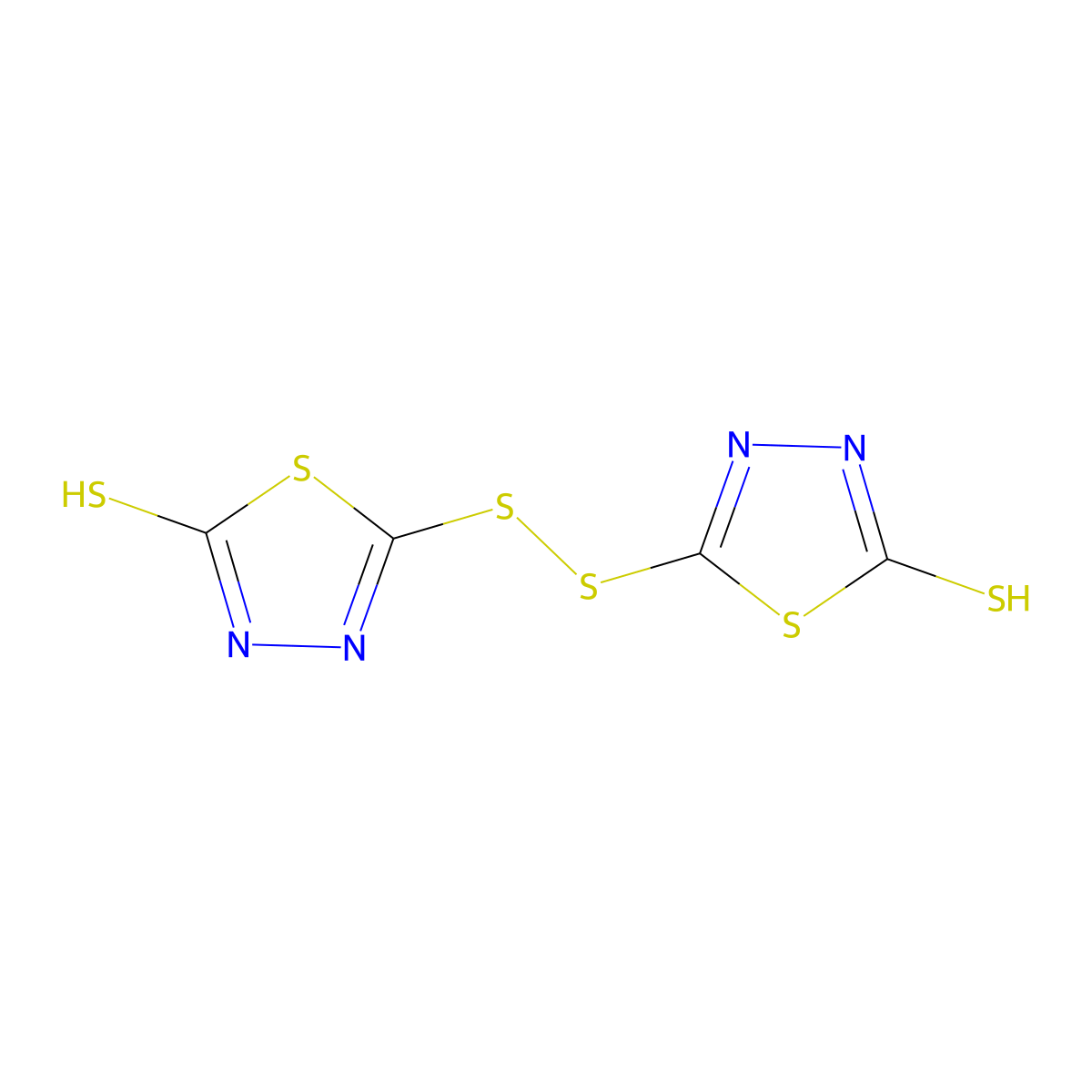 1,3,4-Thiadiazole-2(3H)-thione, 5,5'-dithiobis- molecular structure, CAS 72676-55-2