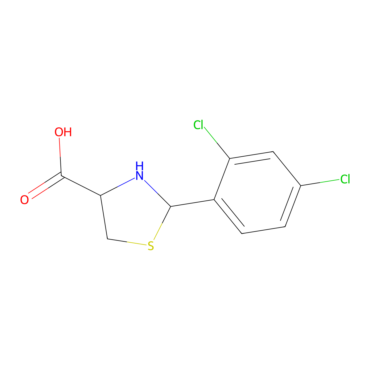 2-(2,4-Dichlorophenyl)-1,3-thiazolidine-4-carboxylic acid molecular structure, CAS 72678-84-3