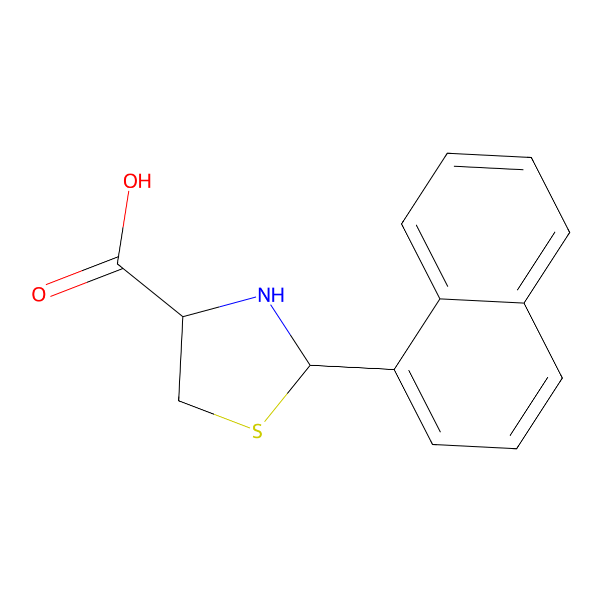 2-(1-Naphthalenyl)-4-thiazolidinecarboxylic acid molecular structure, CAS 72678-97-8