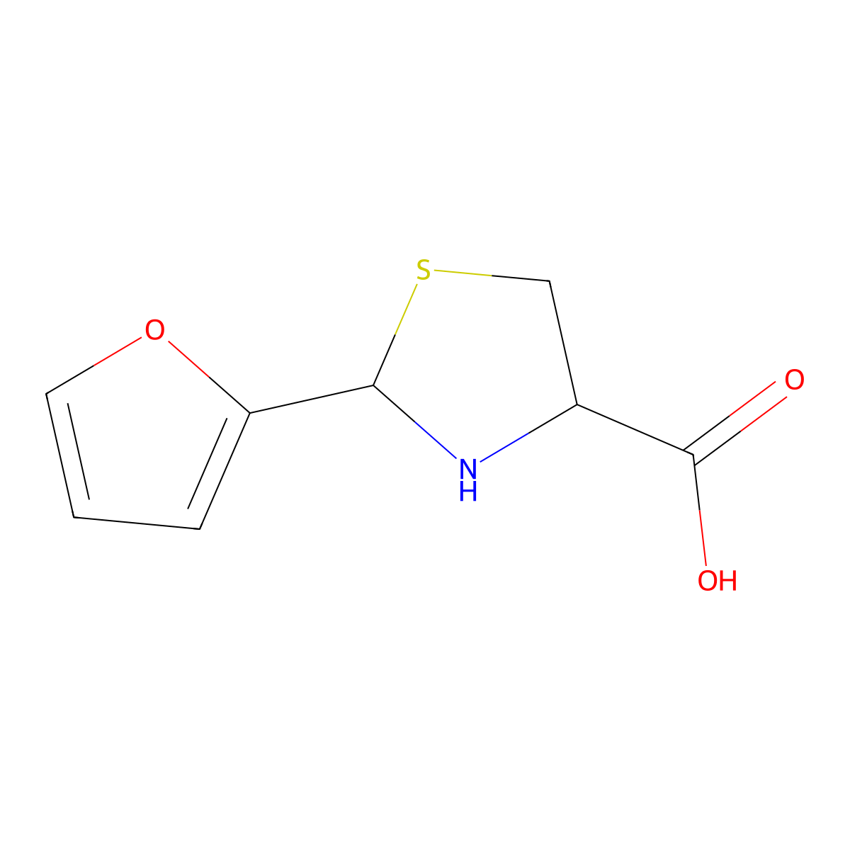 2-(2-Furanyl)-4-thiazolidinecarboxylic acid molecular structure, CAS 72678-98-9