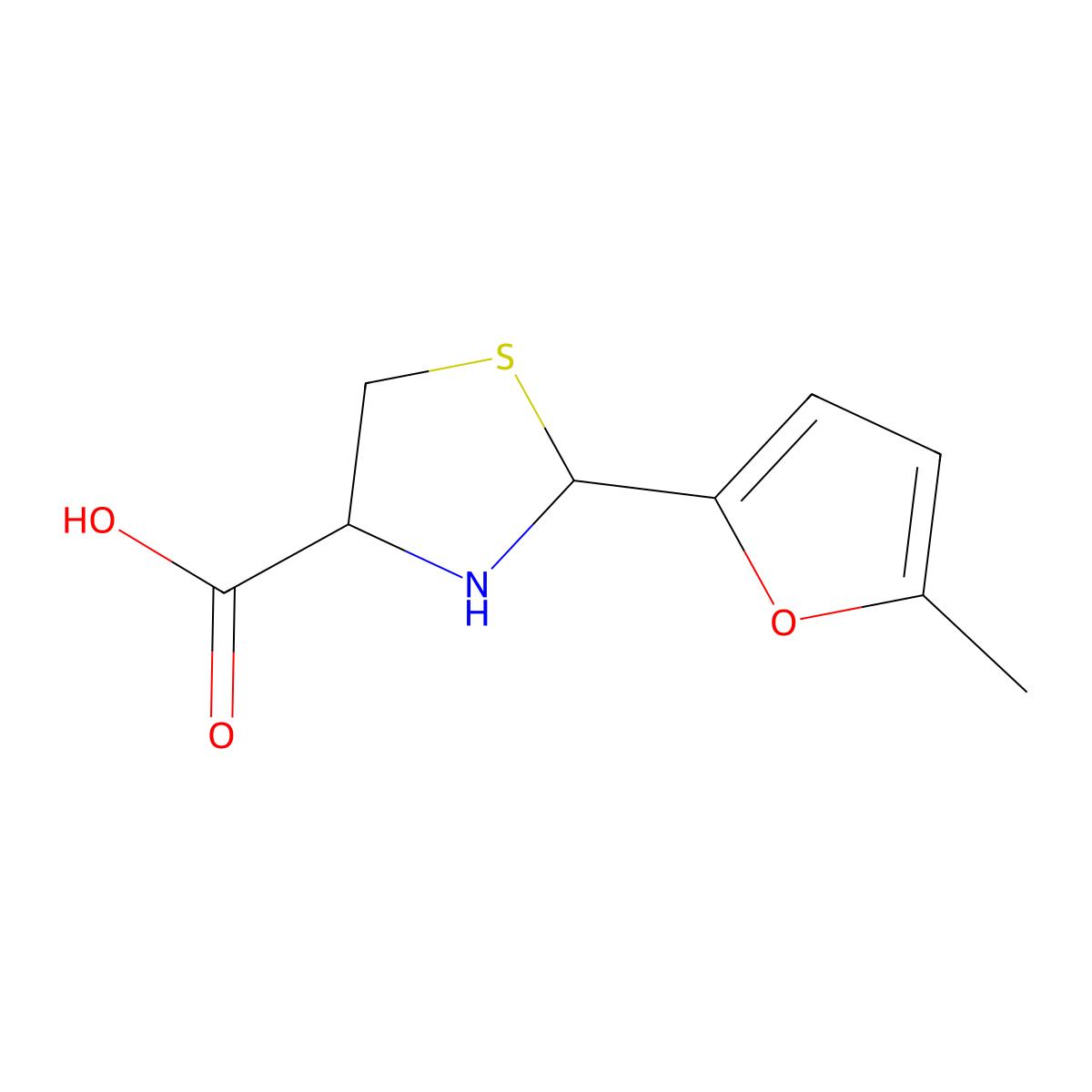 2-(5-Methylfuran-2-yl)-1,3-thiazolidine-4-carboxylic acid molecular structure, CAS 72678-99-0