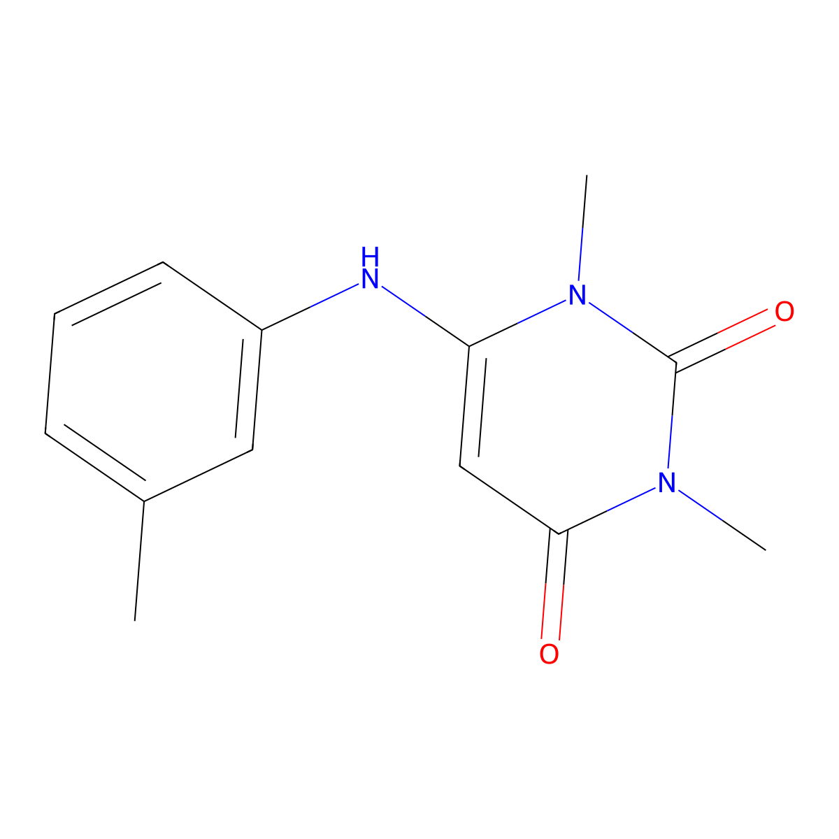 1,3-Dimethyl-6-m-tolylamino-1H-pyrimidine-2,4-dione molecular structure, CAS 7268-99-7