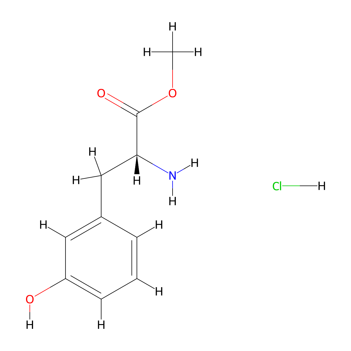 methyl (2R)-2-amino-3-(3-hydroxyphenyl)propanoate hydrochloride molecular structure, CAS 72683-79-5
